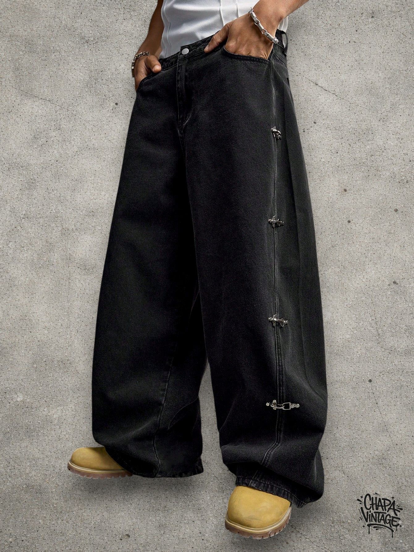 Vintage Baggy buckle washed jeans Size US 32 / EU 48 - 2 Thumbnail