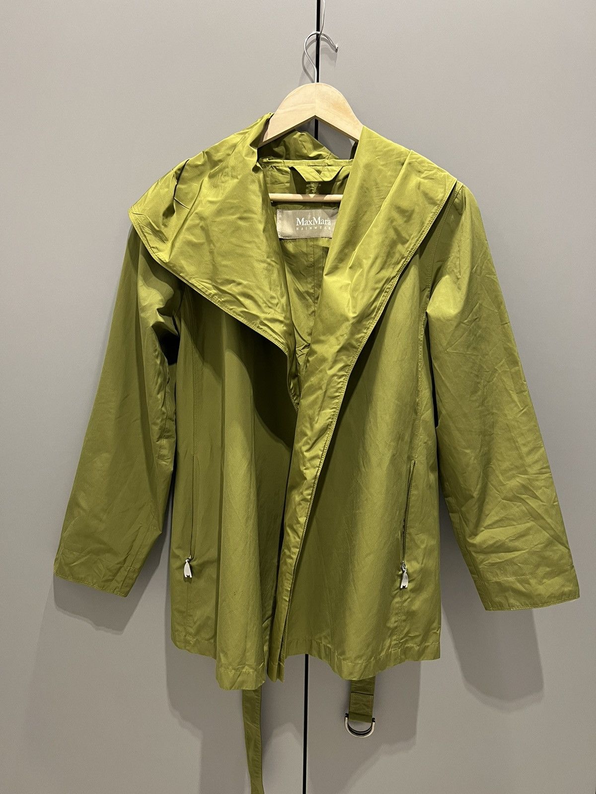 Max Mara Max Mara Rainwear Green Belted Wrap Coat Open Front Jacket Size M / US 6-8 / IT 42-44 - 4 Thumbnail