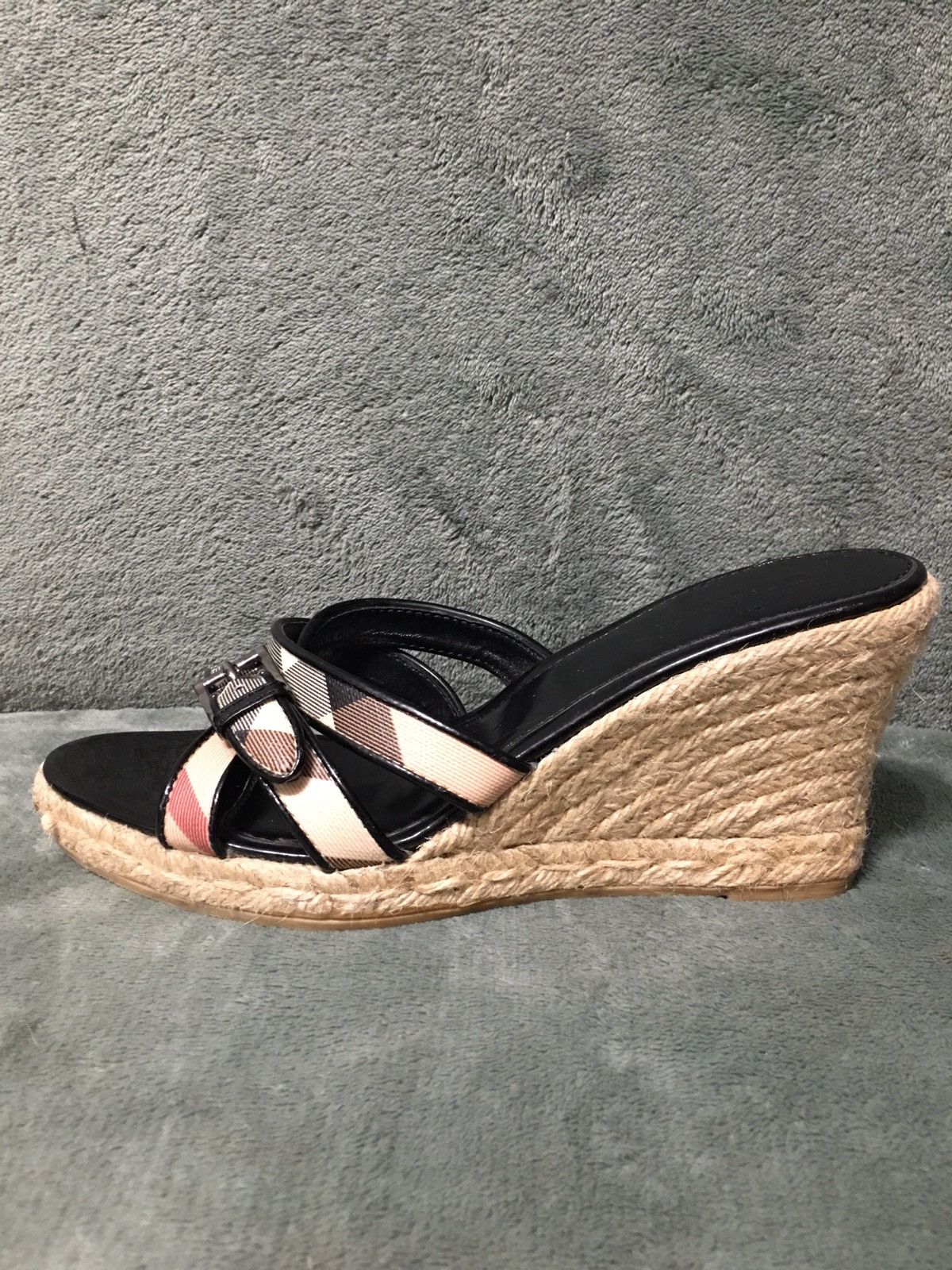 Burberry Burberry Leather Nova Check Espadrille Wedge Sandals EU38 Size US 8 / IT 38 - 7 Thumbnail