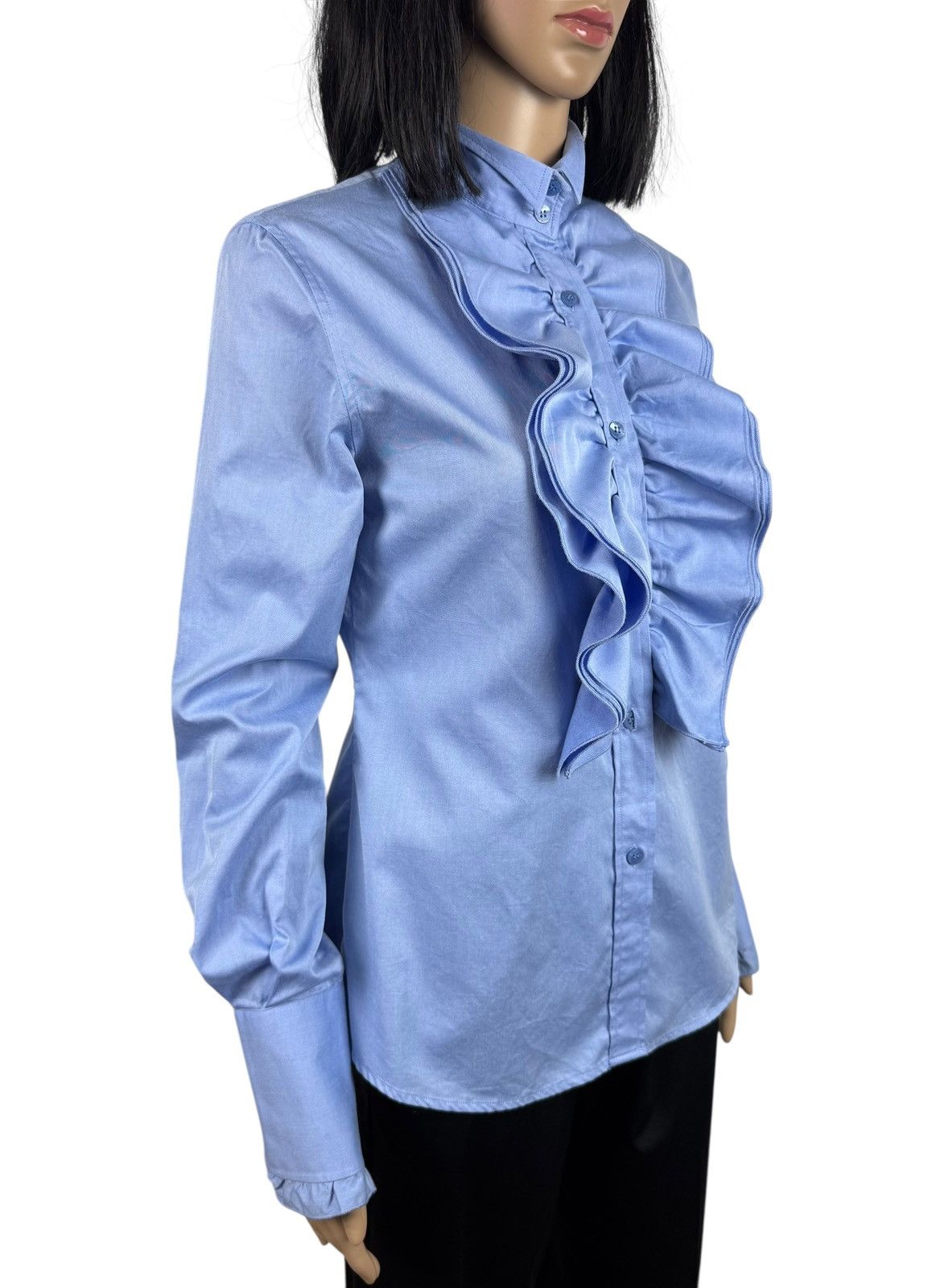 Dolce & Gabbana Dolce & Gabbana Blue Blouse Shirt Button Up Ruffled size 40 Size S / US 4 / IT 40 - 3 Thumbnail
