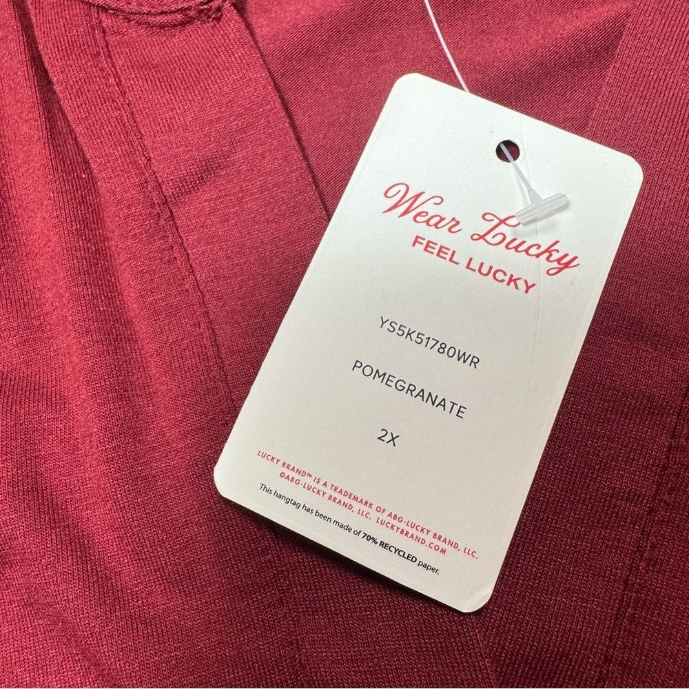Lucky Brand NWT New Lucky Brand Red Rayon Tiered Flutter Short Sleeve D Size XXL / US 16-18 / IT 52-54 - 8 Thumbnail