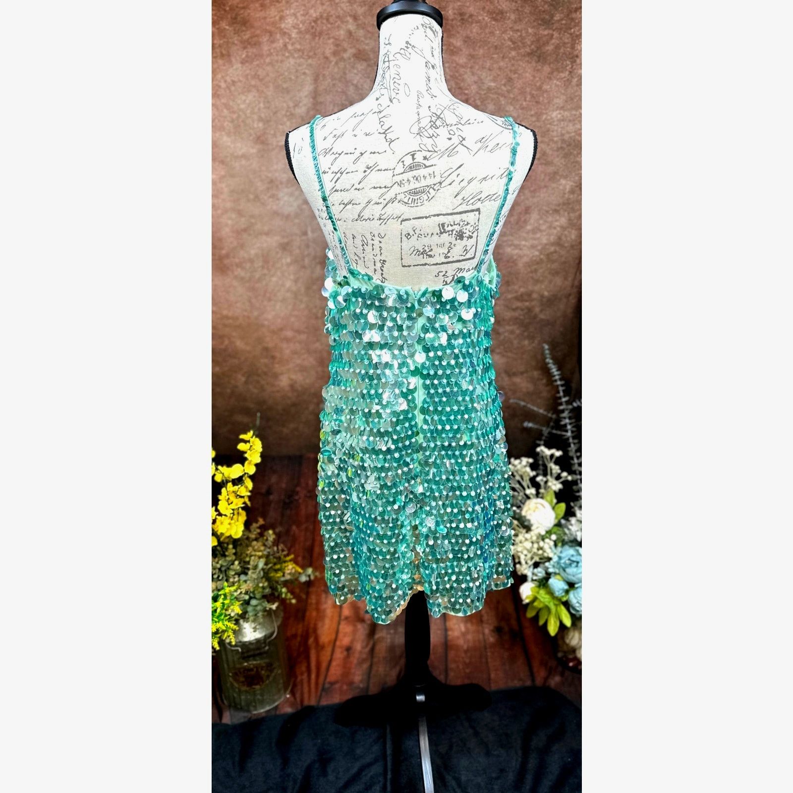 Other Mac Duggal Slim Strap Paillette Sequin Mini Dress Mint M Size M / US 6-8 / IT 42-44 - 11 Thumbnail