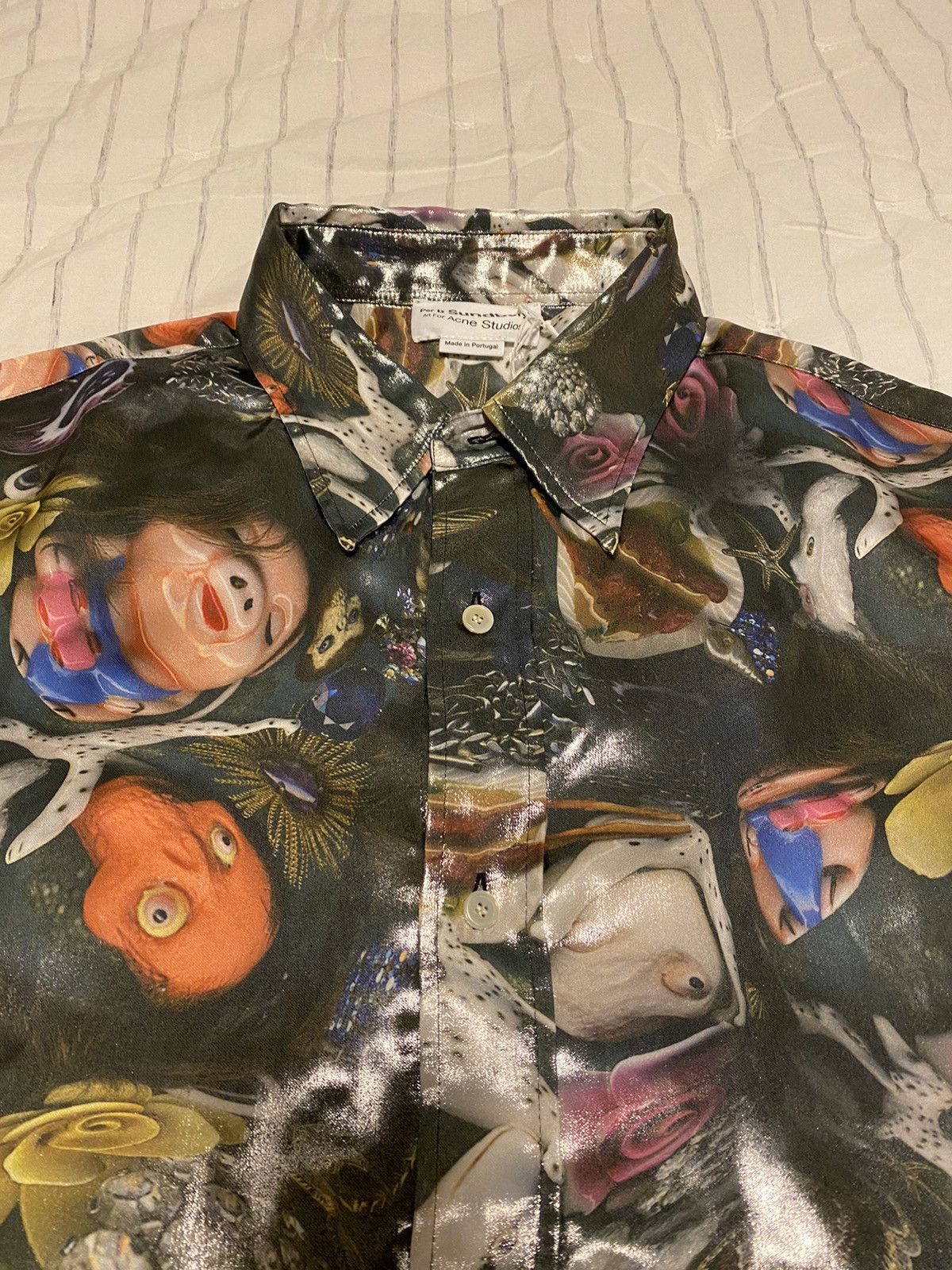 Acne Studios Acne Studios Printed Lamé Shirt 52 NWT Size US XL / EU 56 / 4 - 7 Thumbnail