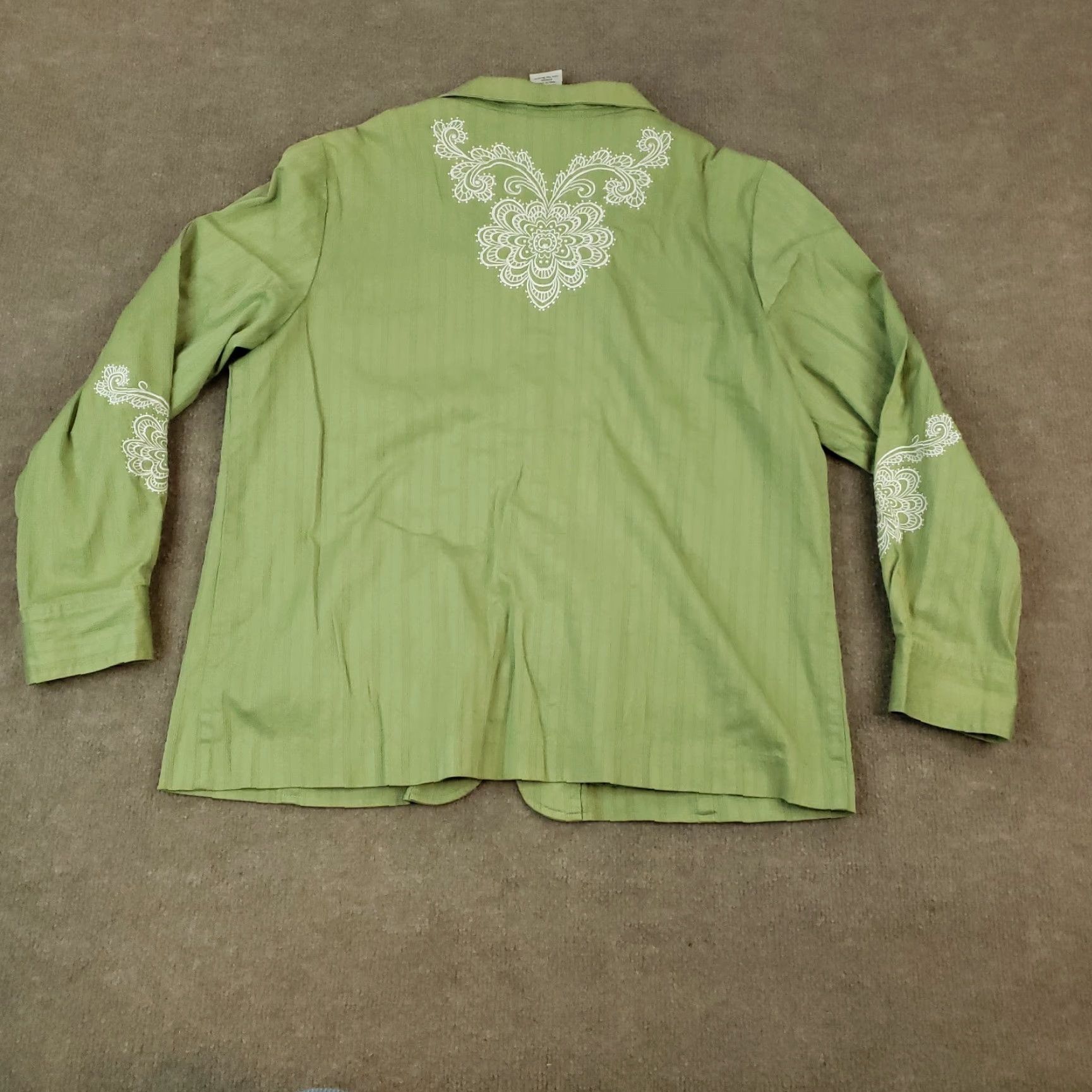 Bob Mackie VINTAGE Bob Mackie Jacket Womens XL Green Full Zip Collared Embroidered Pockets Size XL / US 12-14 / IT 48-50 - 7 Thumbnail