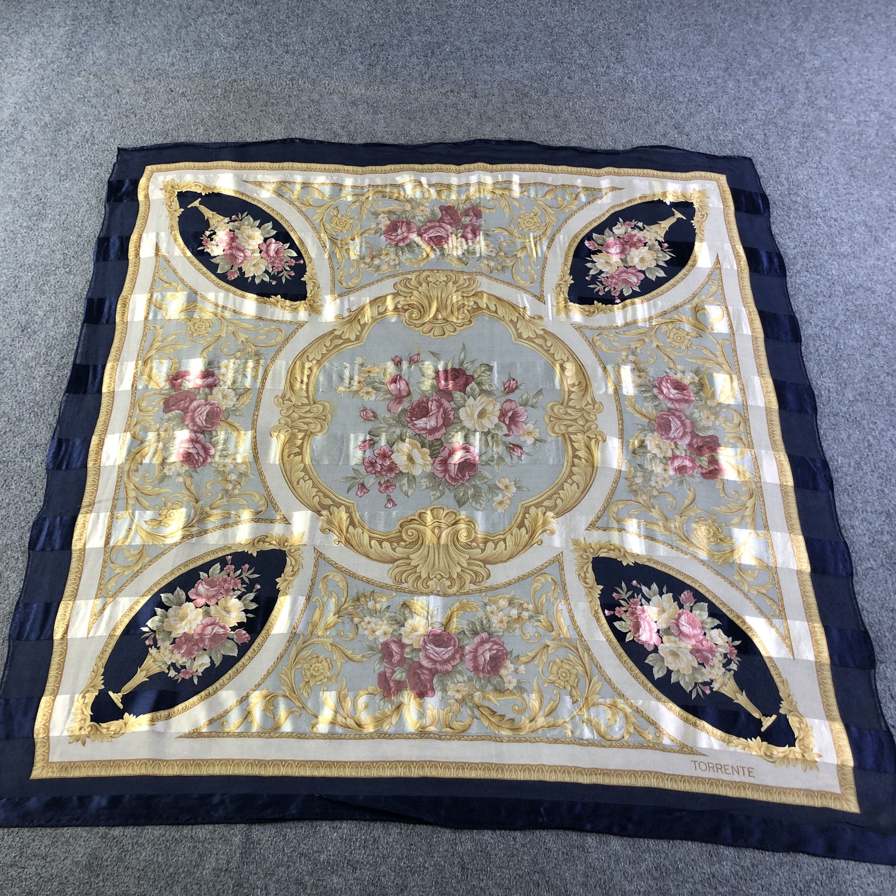 Japanese Brand Torrente Floral Luxury Silk Scarf M1030 Size ONE SIZE - 2 Thumbnail