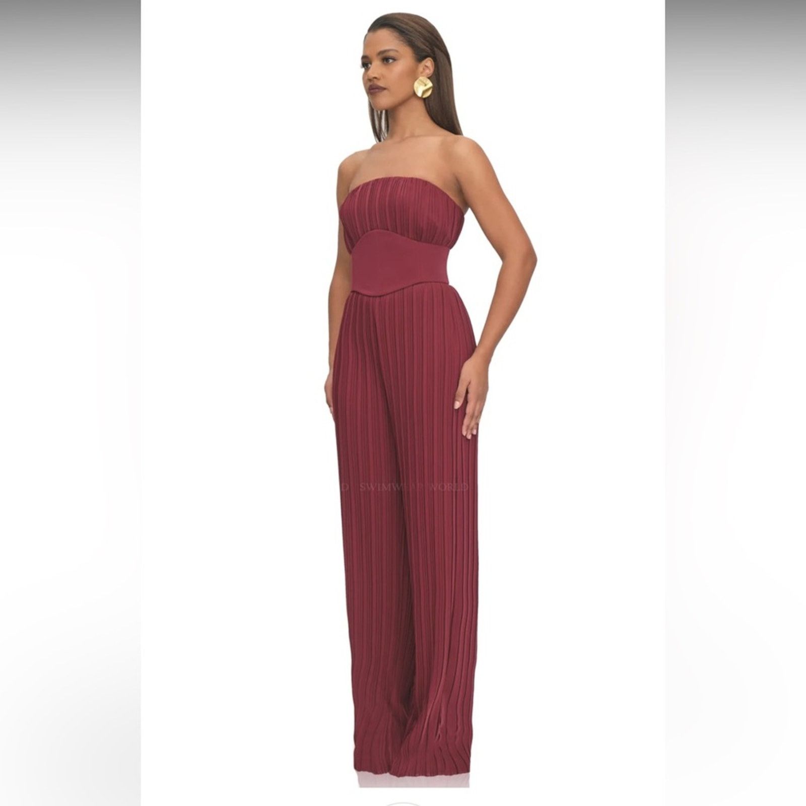 REVOLVE NWT Andrea Iyamah $420 Burgundy Strapless Jumpsuit Size S Size 27" / US 4 / IT 40 - 4 Thumbnail
