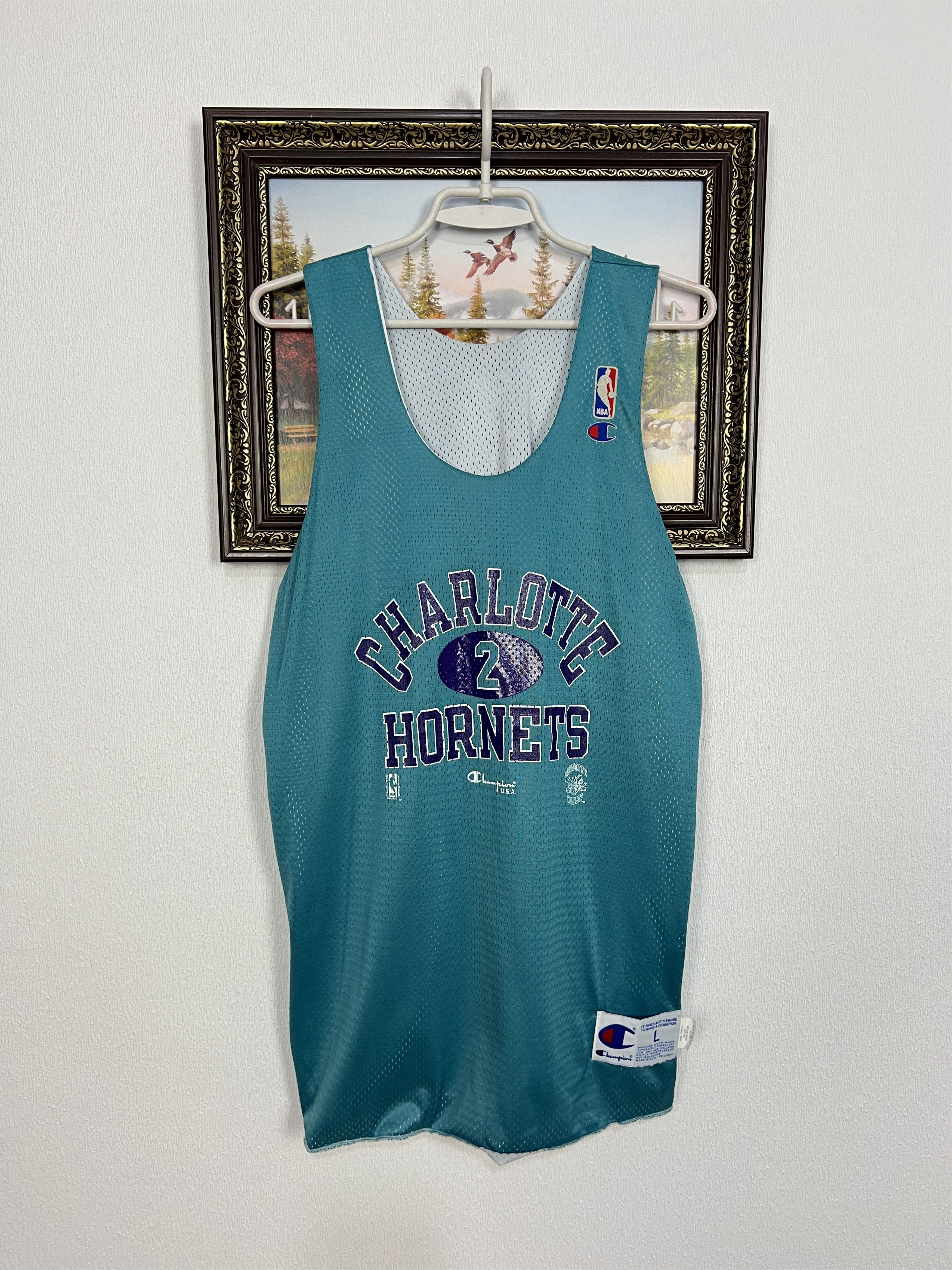 Champion Vintage Charlotte Hornets NBA Double Sided Jersey Warm Up Size US L / EU 52-54 / 3 - 1 Thumbnail
