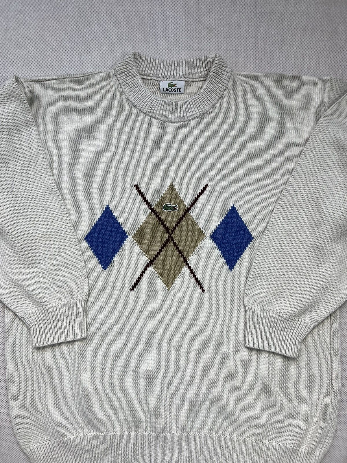 Lacoste × Vintage Sweater Lacoste Center Logo Vintage Diamond Size US M / EU 48-50 / 2 - 1 Thumbnail