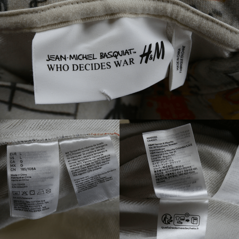 H&M × Jean-Michel Basquiat × Who Decides War Graffiti Printed Hoodie Size US L / EU 52-54 / 3 - 9 Thumbnail