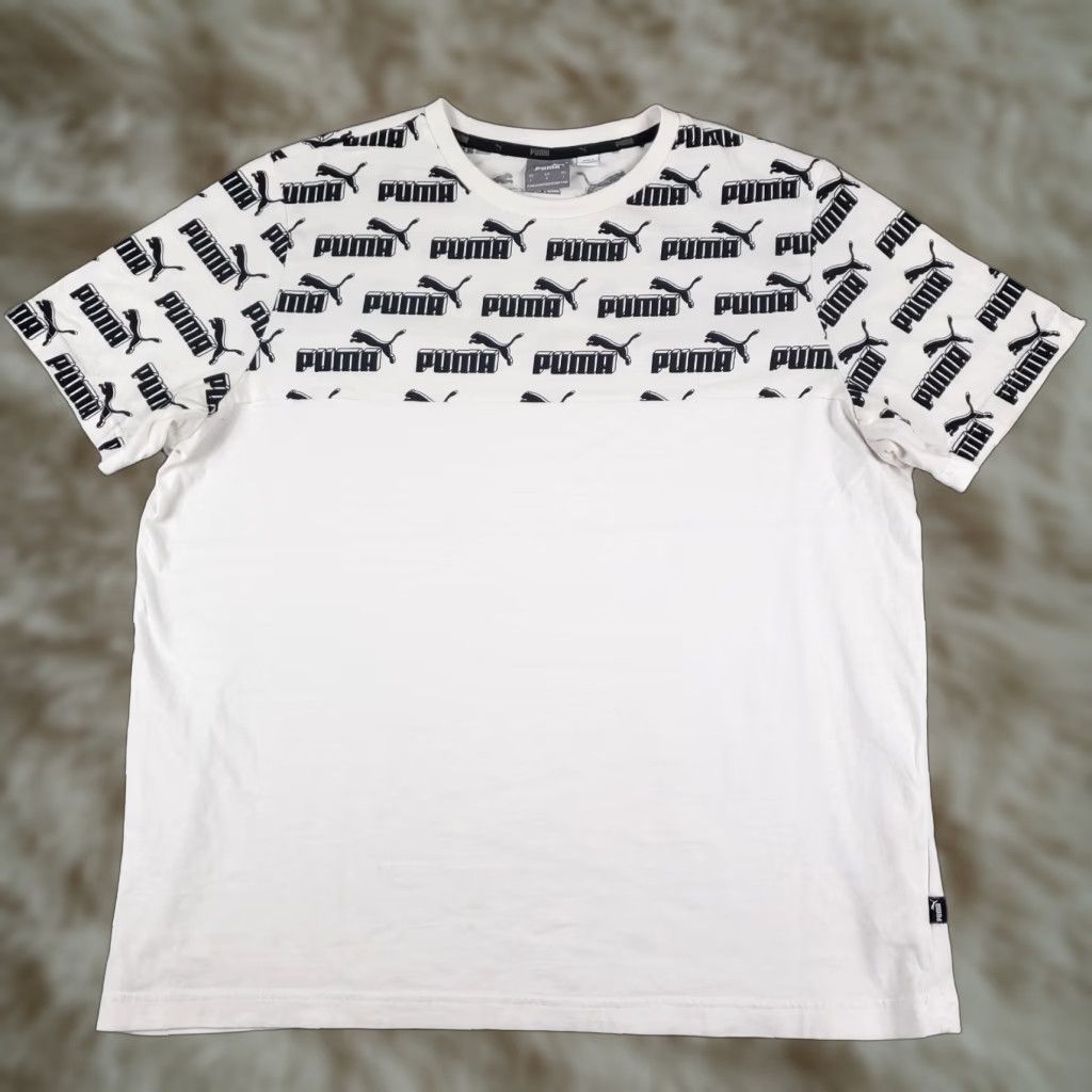 Puma PUMA T Shirt Mens L White Solid Logo Short Sleeve Crew Neck Casual Classic Sports Modern American Adults Mens Size US L / EU 52-54 / 3 - 1 Thumbnail