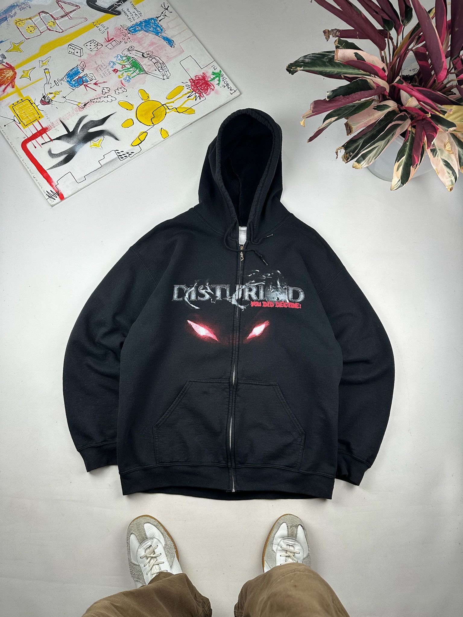 Band Tees Vintage Disturbed Black Hoodie (System of a Down) Size US L / EU 52-54 / 3 - 4 Thumbnail