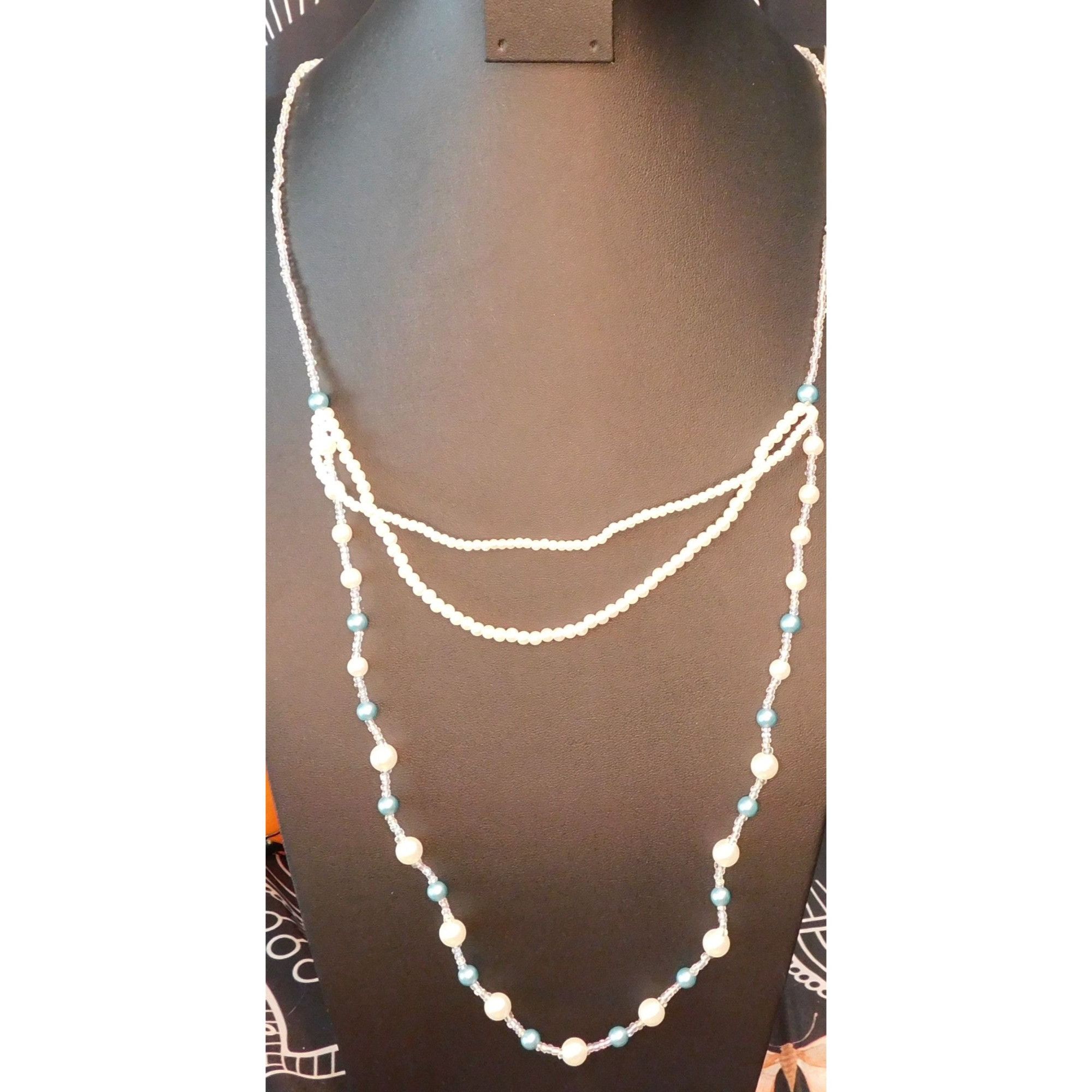 Other Mermaidcore Blue And White Layered Faux Pearl Necklace Size ONE SIZE - 1 Thumbnail