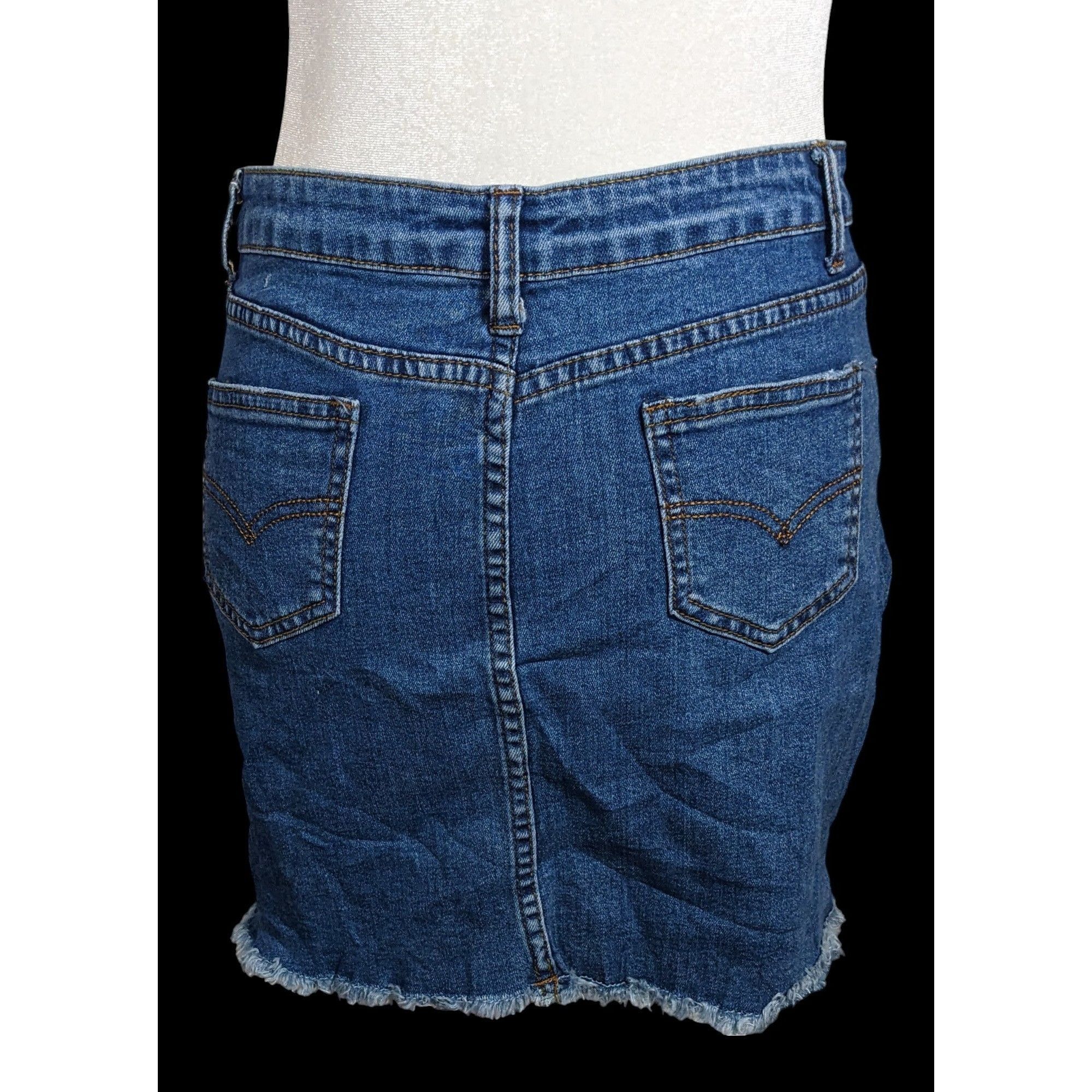 ZAFUL Zaful Blue Denim Mini Skirt With Frayed Edges Size 28" / US 6 / IT 42 - 2 Thumbnail