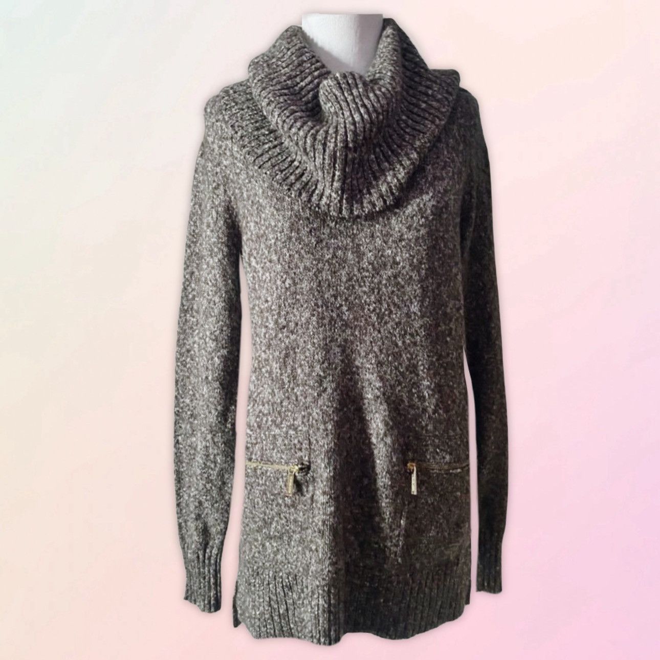 Michael Kors Michael Kors, Gray/Brown, Cable Knit, Oversized, Sweater Size S / US 4 / IT 40 - 1 Thumbnail