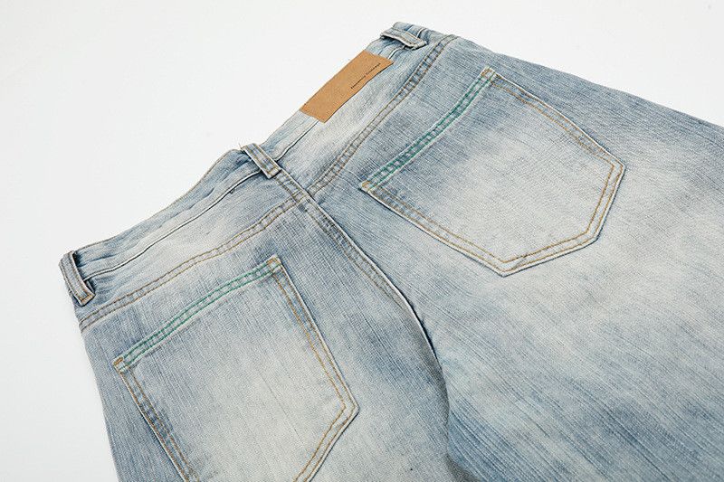 Jean Men's American-Style Streetwear Washed Blue Jeans Size US 32 / EU 48 - 4 Thumbnail