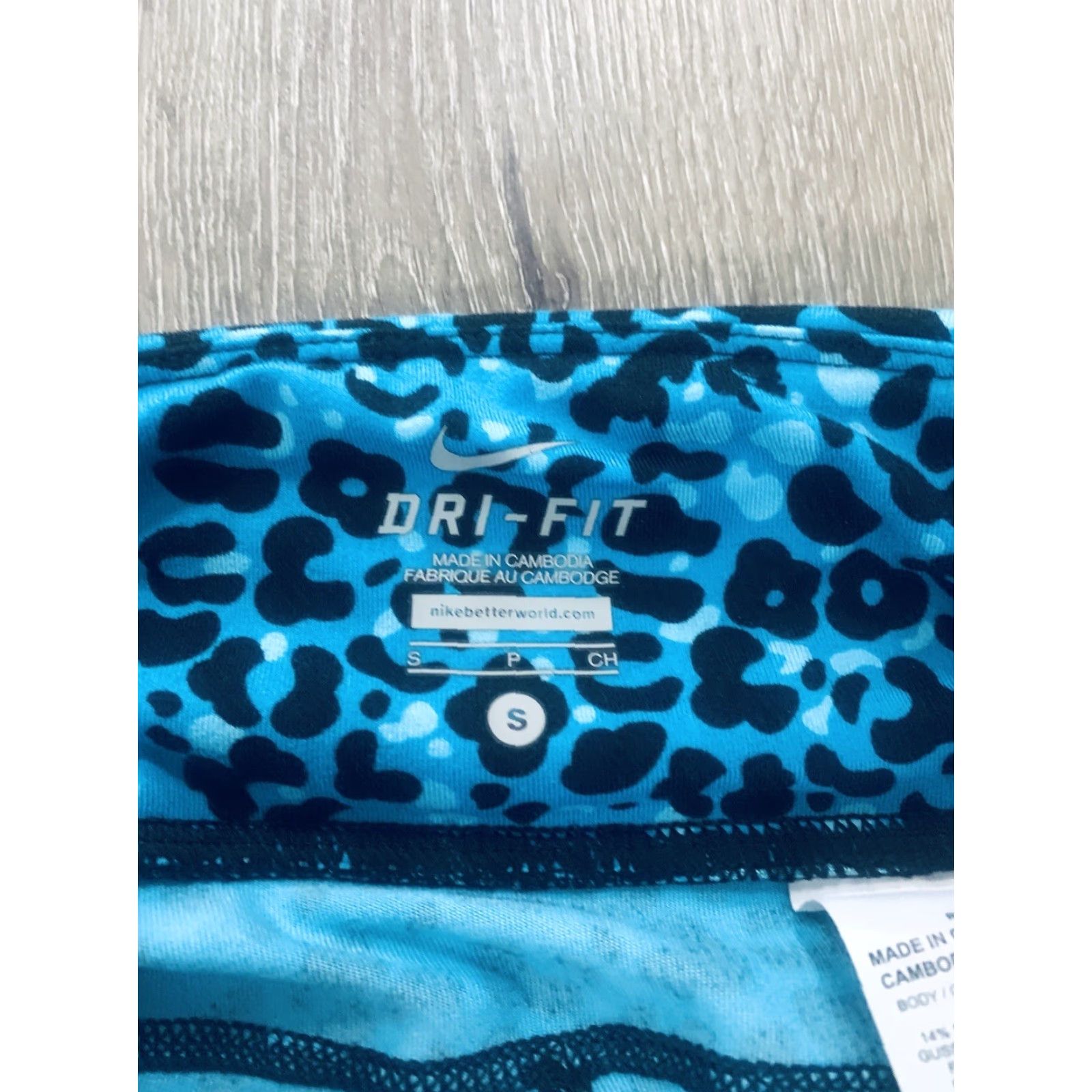 Nike Nike DRI-FIT Leopard Print Leggings Women's S Blue Fitness Athletic Skinny Pants Size 28" / US 6 / IT 42 - 4 Thumbnail