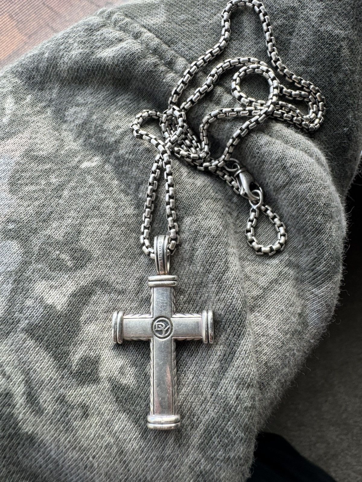 David Yurman David Yurman Box Chain Necklace and Chevron Cross Pendant Size ONE SIZE - 3 Thumbnail