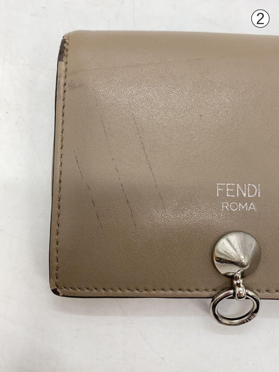 Fendi Fendi By The Way Leather Bi-Fold Wallet Beige Size ONE SIZE - 7 Thumbnail