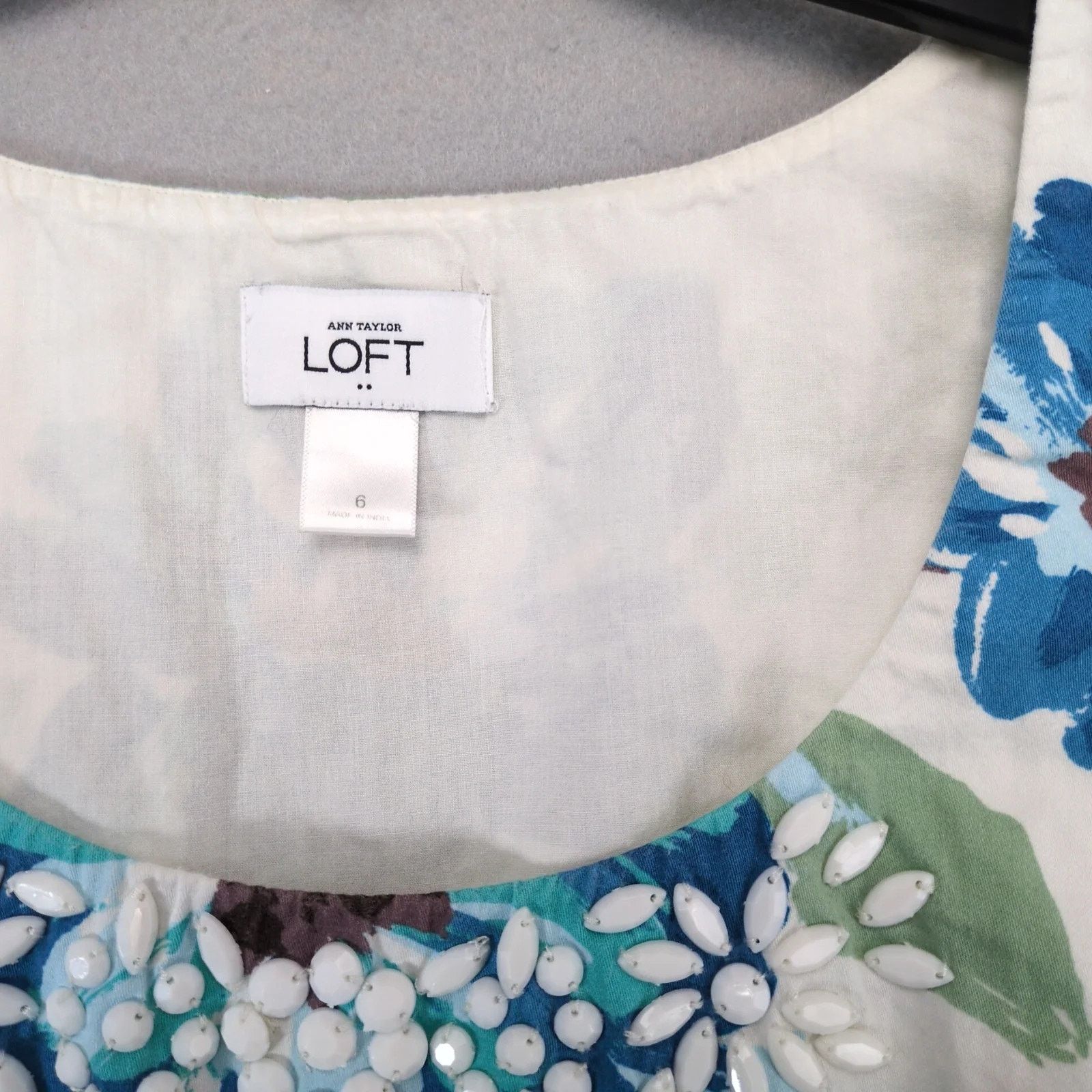 Ann Taylor Ann Taylor Loft Blue Floral Sleeveless Cotton Mini Dress 6 Size M / US 6-8 / IT 42-44 - 3 Thumbnail