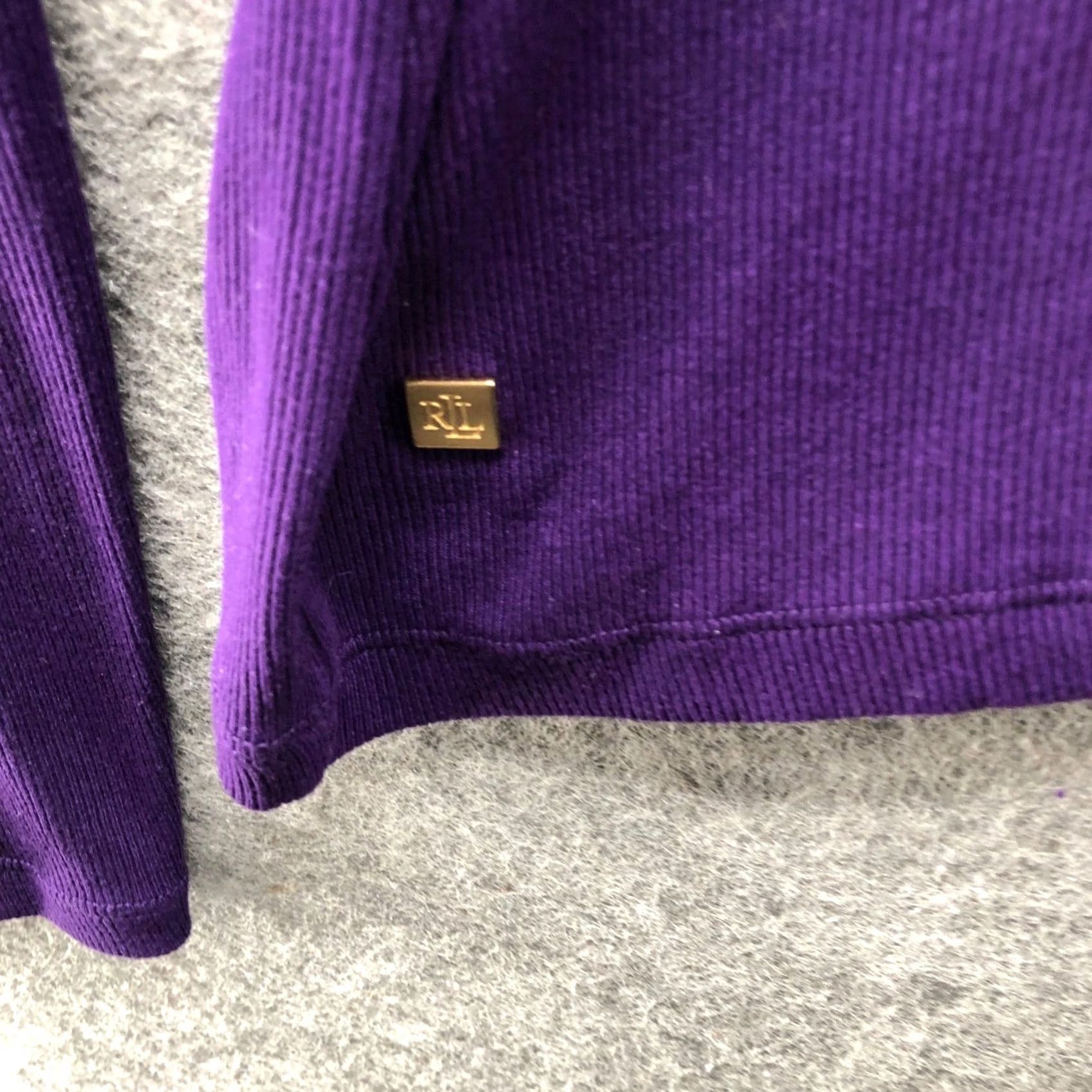 Ralph Lauren VINTAGE? No. Lauren Ralph Lauren Ribbed Jersey Turtleneck Long Sleeve T-Shirt Womens XL Purple Ribbed Size XL / US 12-14 / IT 48-50 - 4 Thumbnail