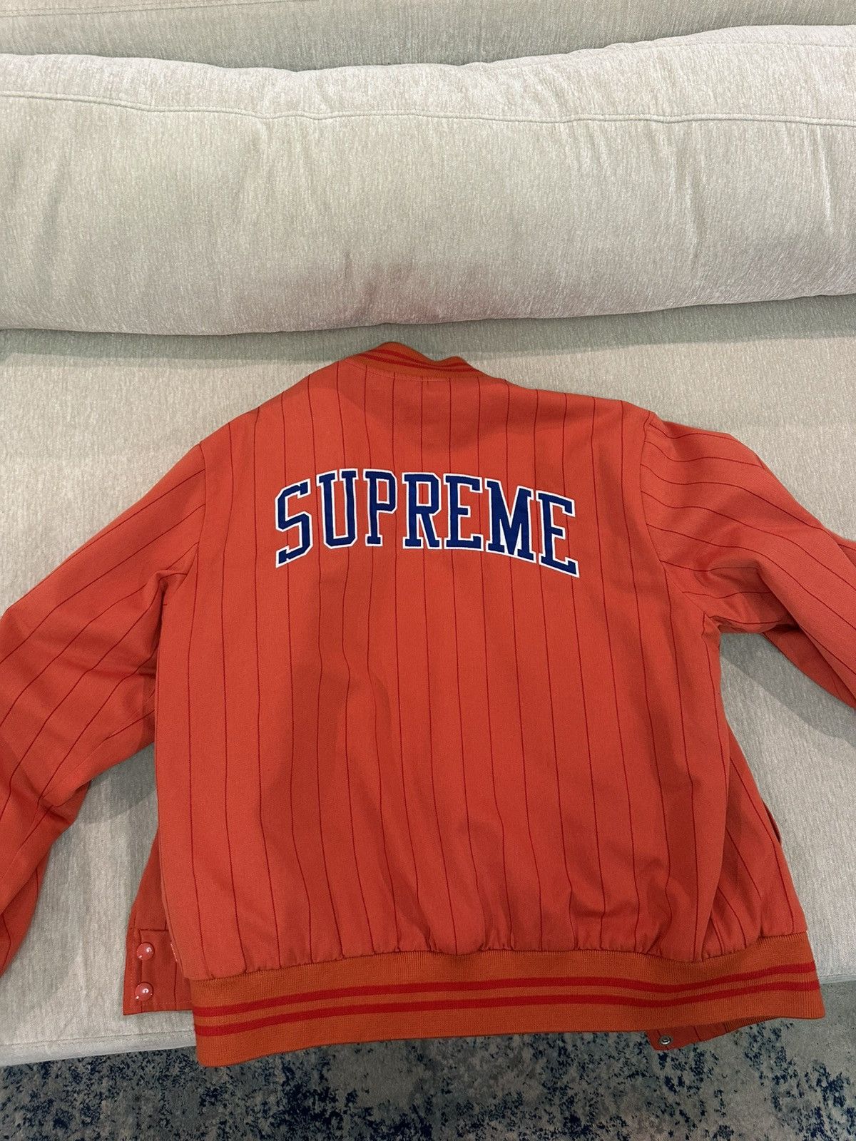 Supreme Supreme Pinstripe Varsity Jacket Size US M / EU 48-50 / 2 - 2 Thumbnail