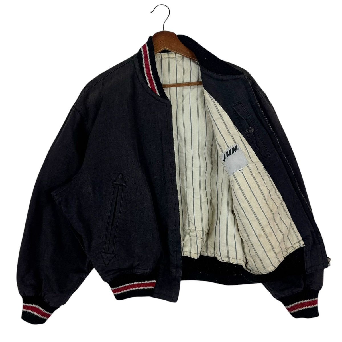 Japanese Brand × Vintage VINTAGE JUN MEN JAPANESE BRAND BOMBER ZIPPER JACKET Size US M / EU 48-50 / 2 - 7 Thumbnail