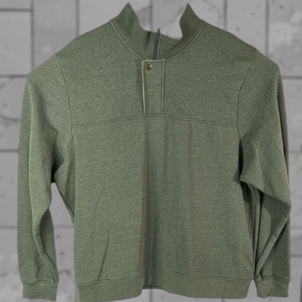 Orvis Signature Pullover Sweater 1/4 Zip Snap Mens 2XL Olive Green Signature Collection Knit Pullover