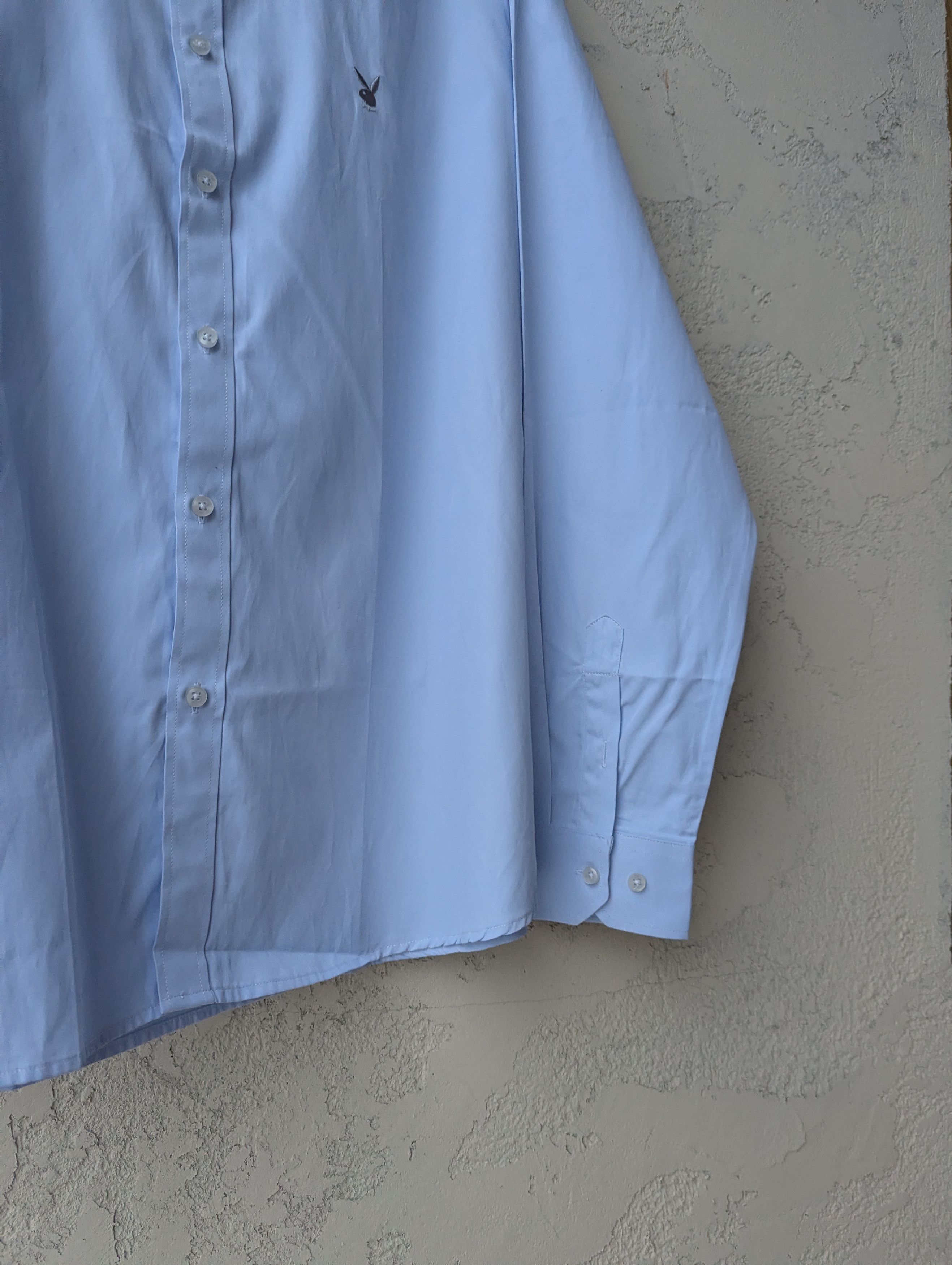 Playboy Playboy Vintage Light Blue Dress Shirt Subtle Bunny Logo Size US XXL / EU 58 / 5 - 8 Thumbnail