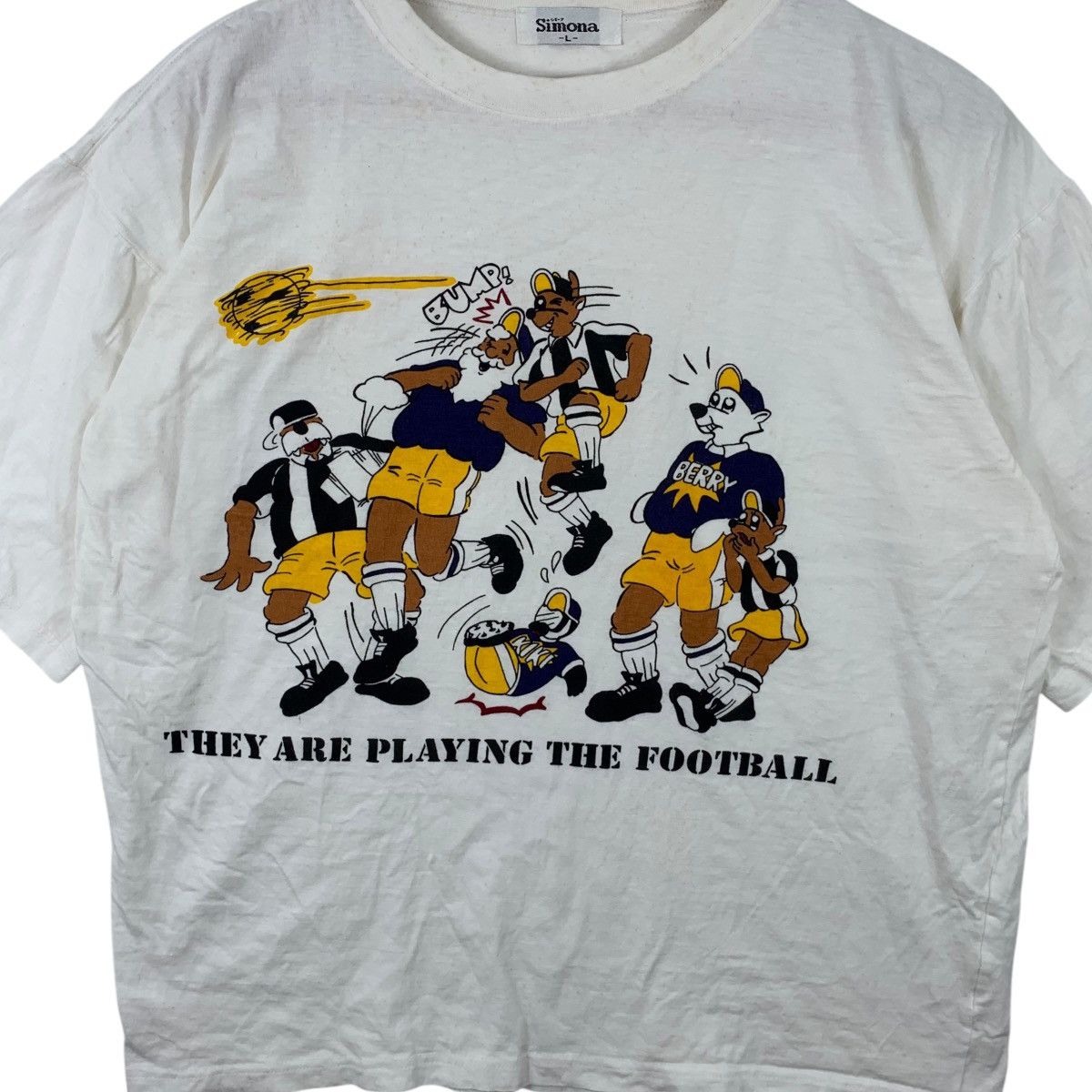 Vintage Vintage 80’ CAPTAIN SANTA FOOTBALL Cartoon Tee Shirt Top Size L / US 10 / IT 46 - 3 Thumbnail