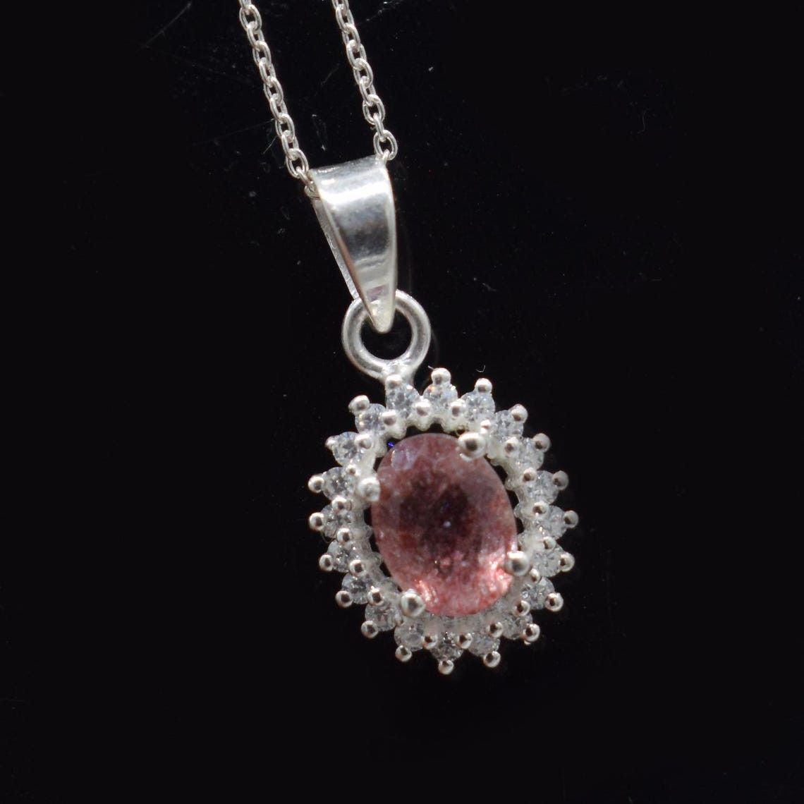 Handmade Dainty Sunstone Pendant Necklace: Oval Gem, 925 Silver Chain Size ONE SIZE - 1 Thumbnail