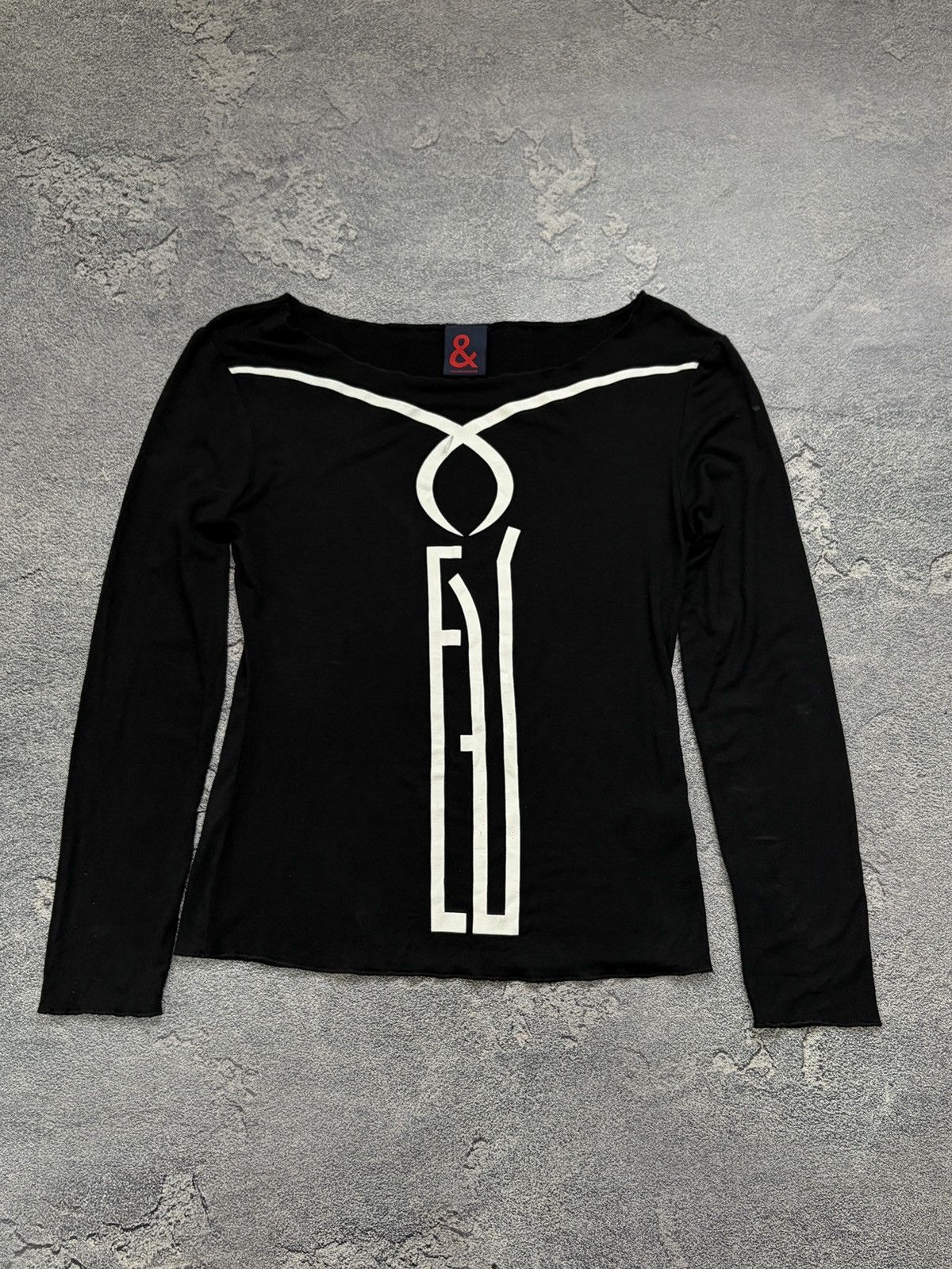 Dolce & Gabbana Vtg Dolce & Gabbana Graphic Print Long Sleeve Top Black L Size L / US 10 / IT 46 - 1 Thumbnail