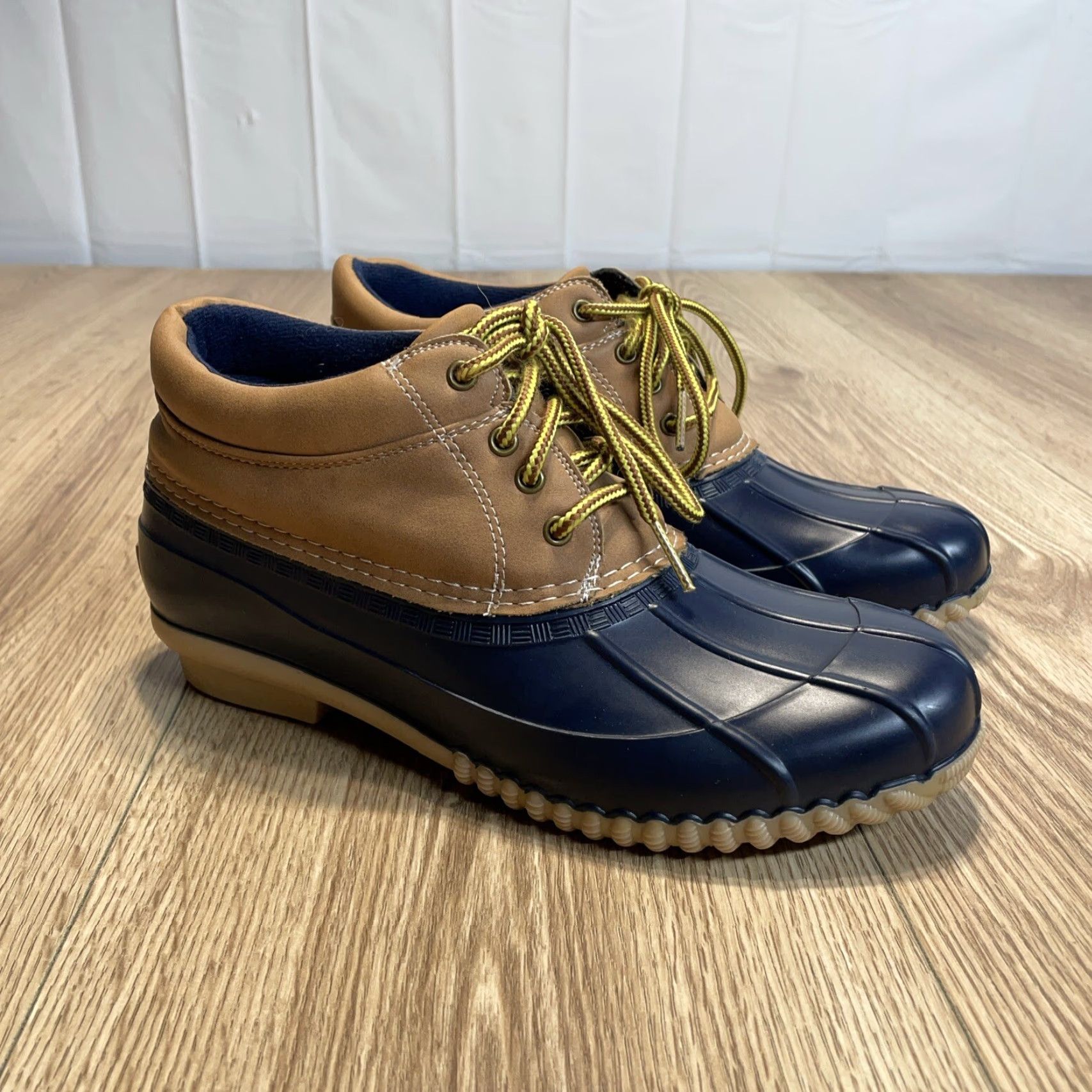 Rains Canyon Creek Womens Ankle Duck rain shoes/boots Size 8 Navy Tan Size US 8 / IT 38 - 3 Thumbnail