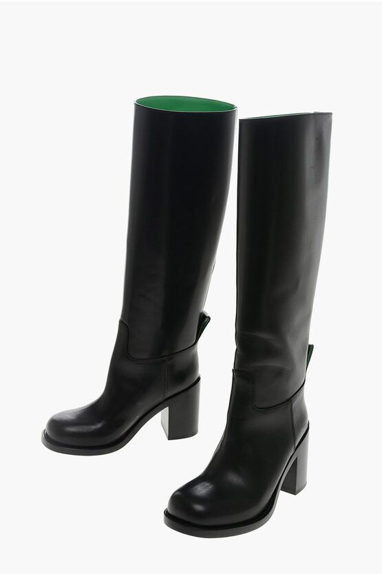 image of Bottega Veneta Under The Knee Classic Leaher Boots in Black, Women's (Size 9)