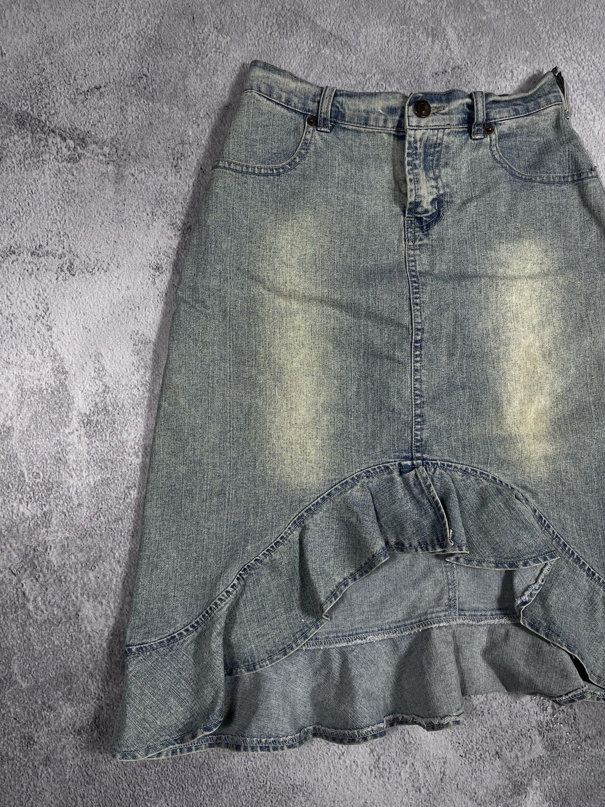 Vintage Vintage 90s Faded denim flared mini skirt streetwear 00s Size 25" / US 0 / IT 36 - 2 Thumbnail