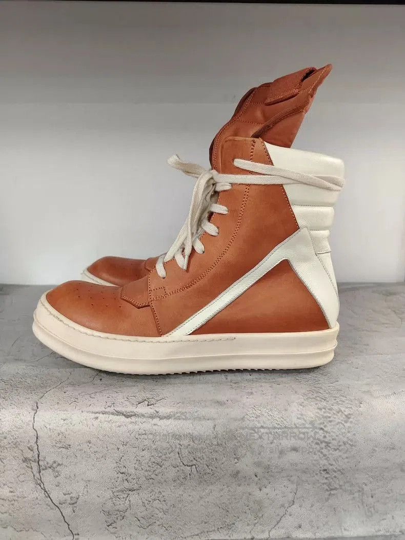 Rick Owens Rick Owens Geobasket Leather Sneaker in Orange. Size US 7.5 / EU 40-41 - 2 Thumbnail