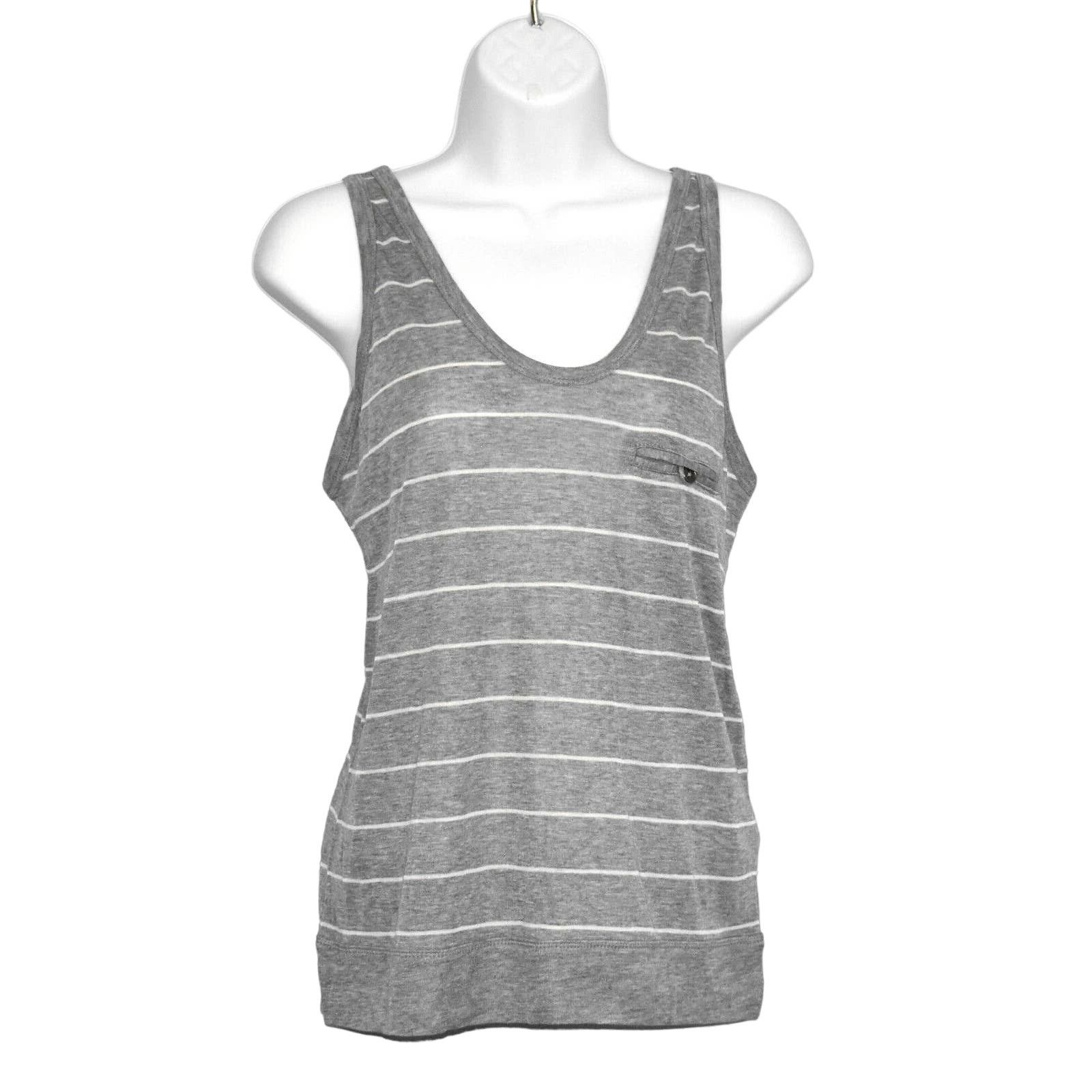 T by Alexander Wang NEW T ALEXANDER WANG Grey Striped Pocket Tank Top Sz XS Size XS / US 0-2 / IT 36-38 - 1 Thumbnail