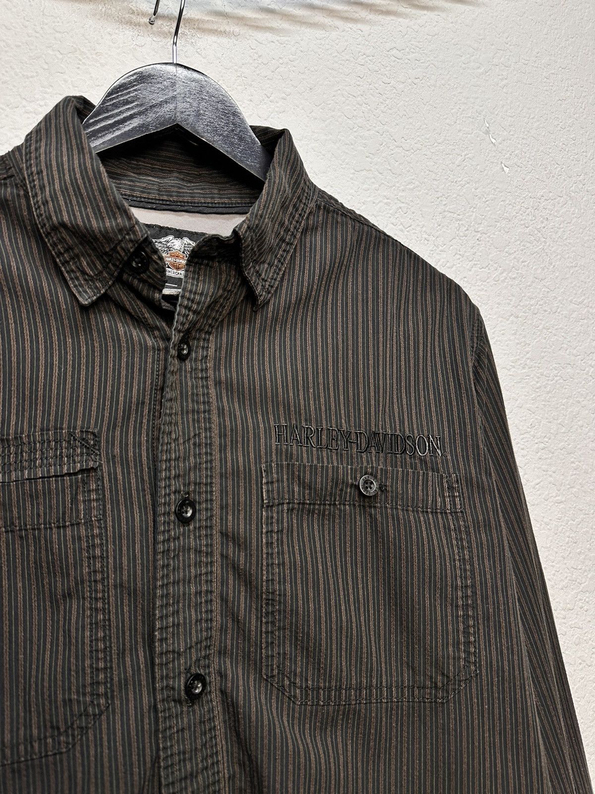 Harley Davidson Harley Davidson striped black shirt biker West Choppers Y2K Size US M / EU 48-50 / 2 - 5 Thumbnail