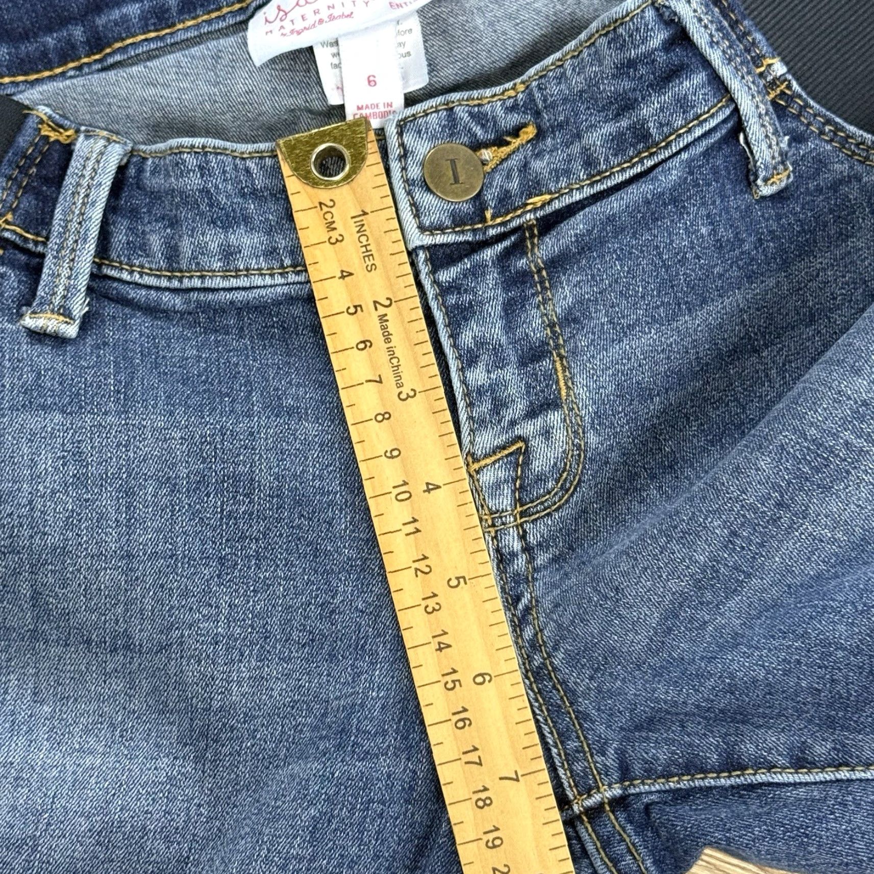 Denime Isabel Maternity Jeans Skinny Denim Distressed Raw Blue 28" Inseam Size 6 Womens Jegging Size 28" / US 6 / IT 42 - 6 Thumbnail