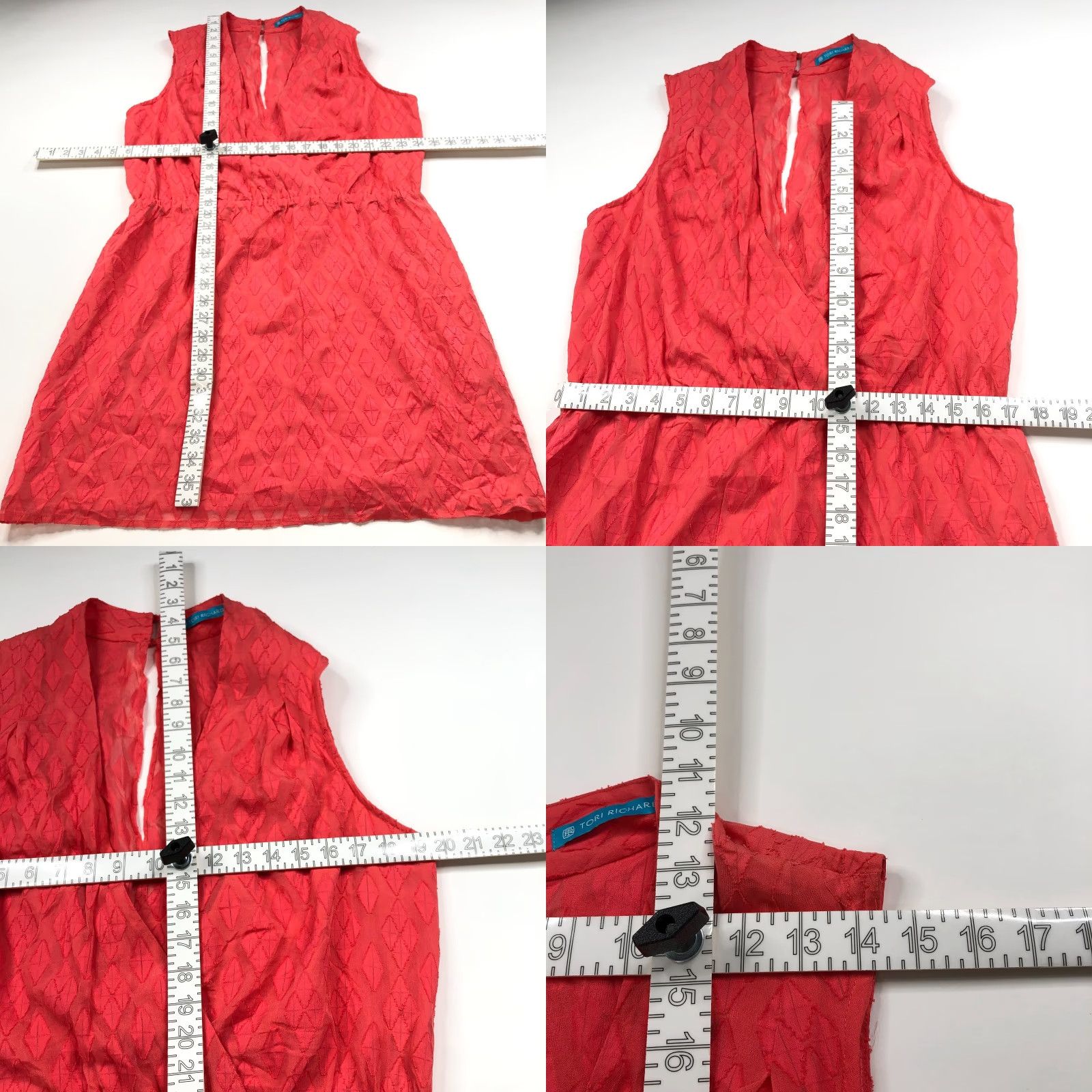 Tori Richard Tori Richard NO TAG LG Distressed Silk Cotton A-Line Wrap Knee Dress Orange Red Shirt? Size L / US 10 / IT 46 - 8 Thumbnail