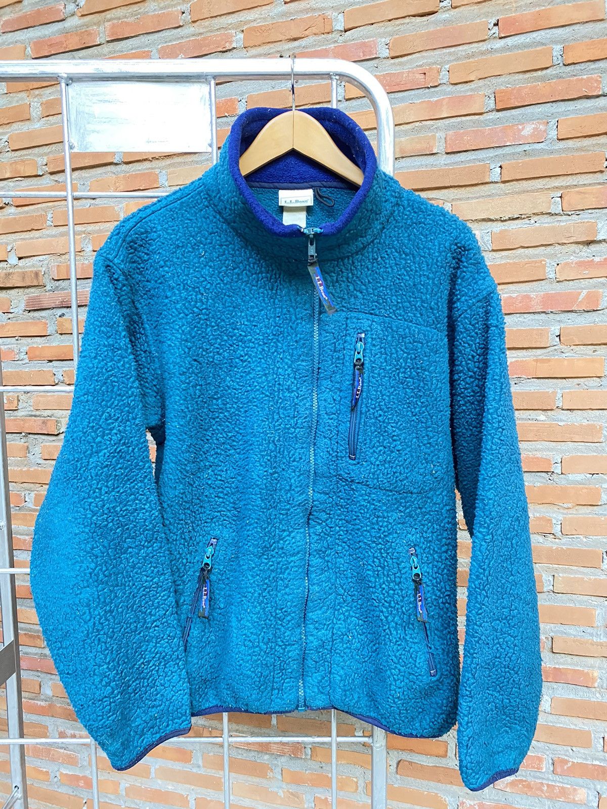 LL Bean fleece sherpa ocean blue jacket