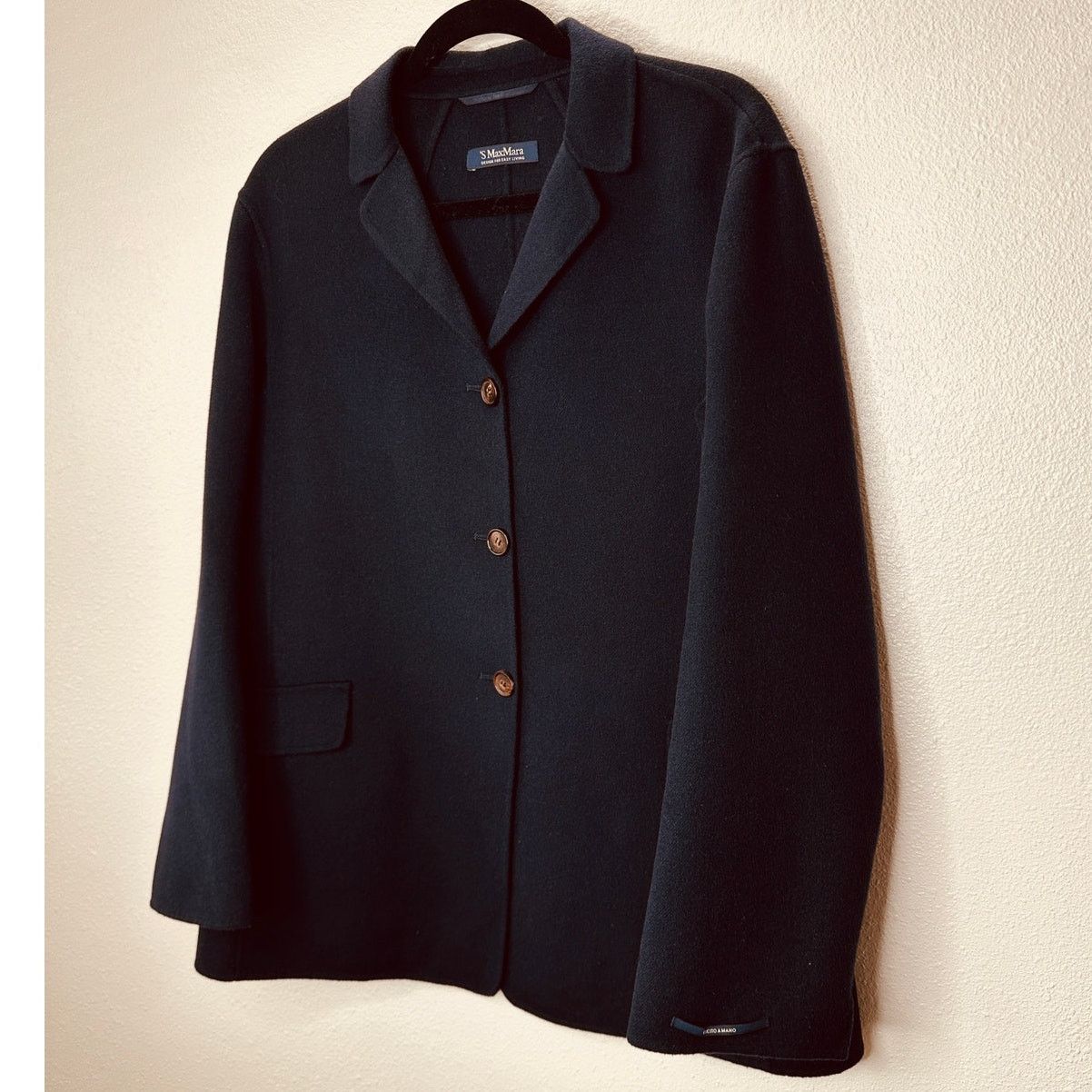 Max Mara S MaxMara Cucio Amano Navy Angora Wool 3-Button Blazer 12 Size XL / US 12-14 / IT 48-50 - 3 Thumbnail