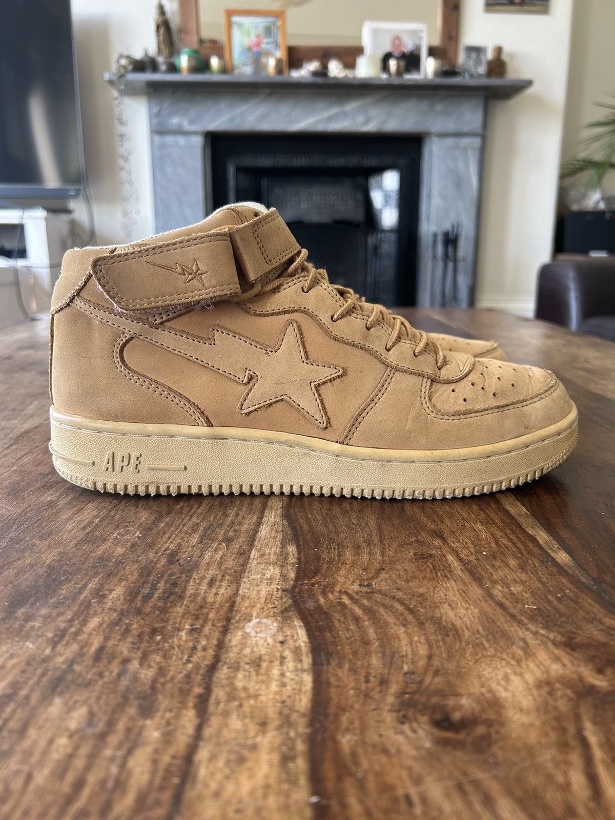 Bape 00s Nigo Era Bape Bapesta FS-019 Mid Suede Wheat Size US 10 / EU 43 - 4 Thumbnail