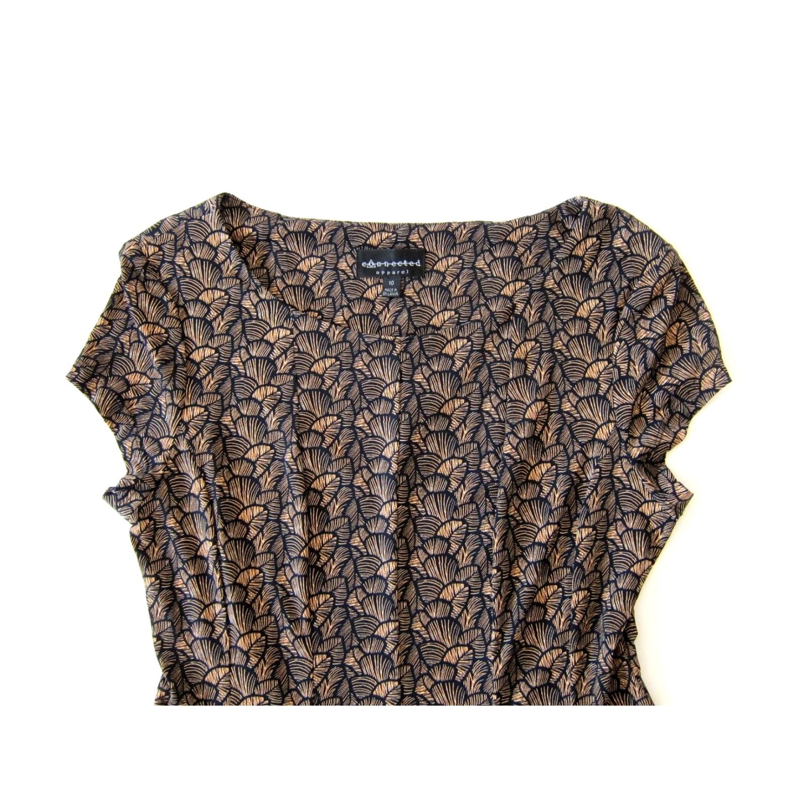 Vintage Connected Apparel Dress Black Floral Stretch Cap Sleeve A-Line Size 10 Size L / US 10 / IT 46 - 3 Thumbnail