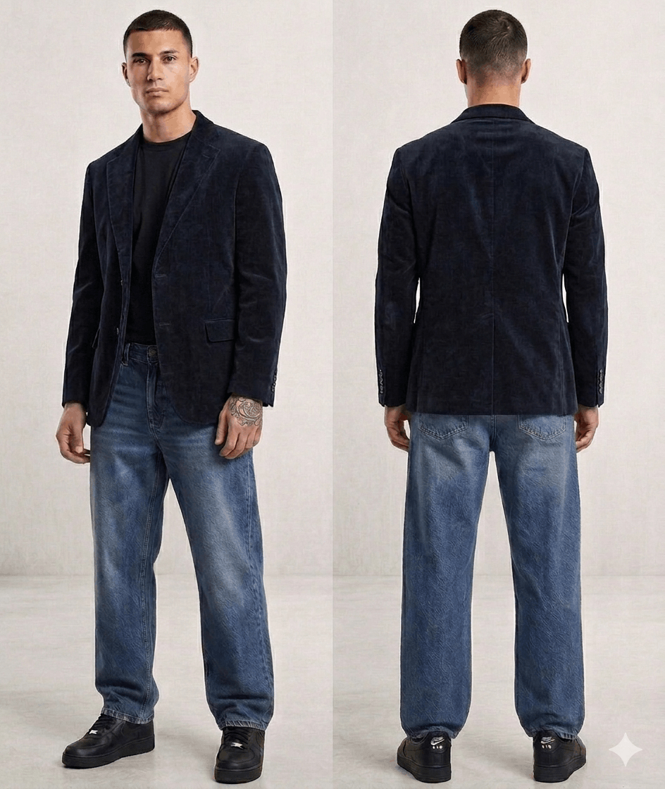 Dolce & Gabbana Dolce & Gabbana Vintage Velvet Blazer Dark Blue – Men’s Size 50L - 1 Thumbnail