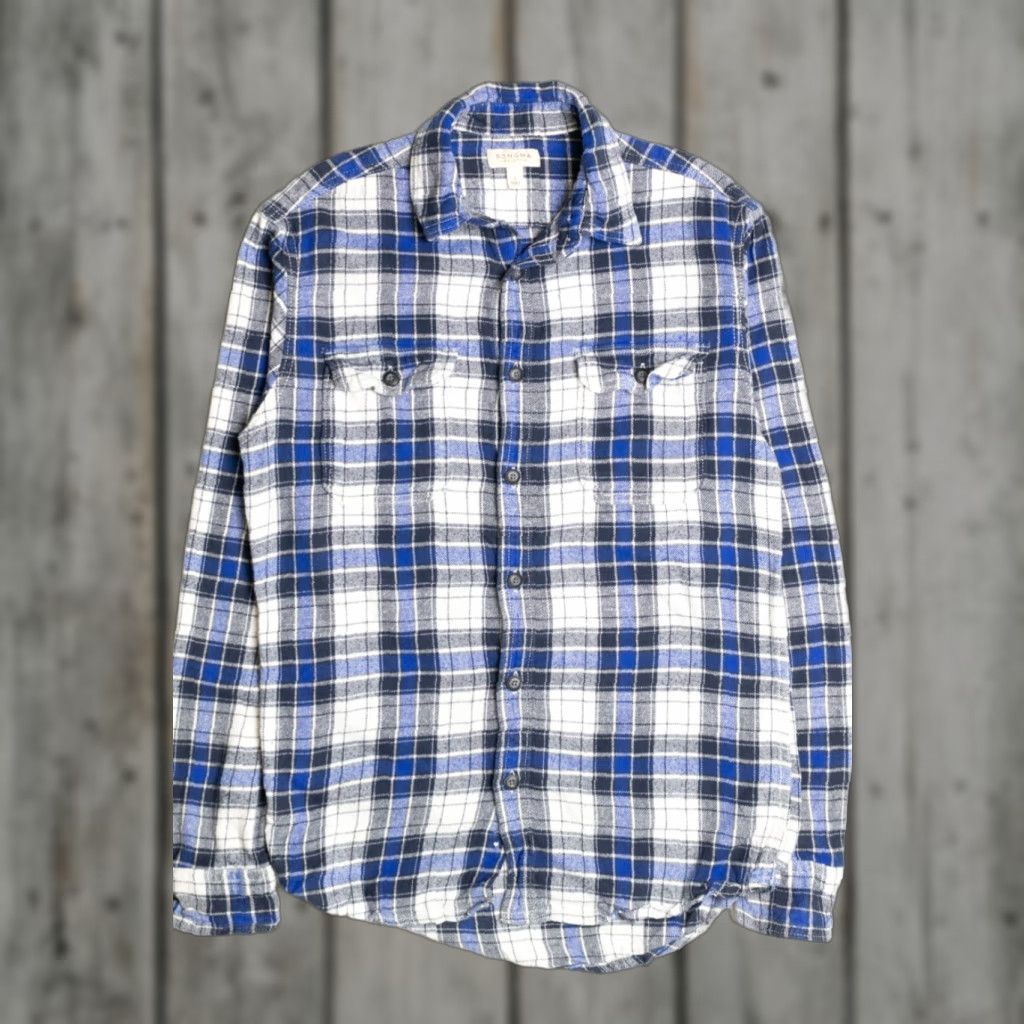 Vintage VINTAGE Sonoma Shirt Small Blue Plaid Flannel Long Sleeve Button Down Size US S / EU 44-46 / 1 - 1 Thumbnail