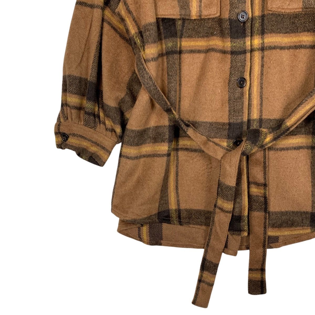 Japanese Brand OFALO Checked Belted Flannel Jacket #2438-C109 Size M / US 6-8 / IT 42-44 - 3 Thumbnail