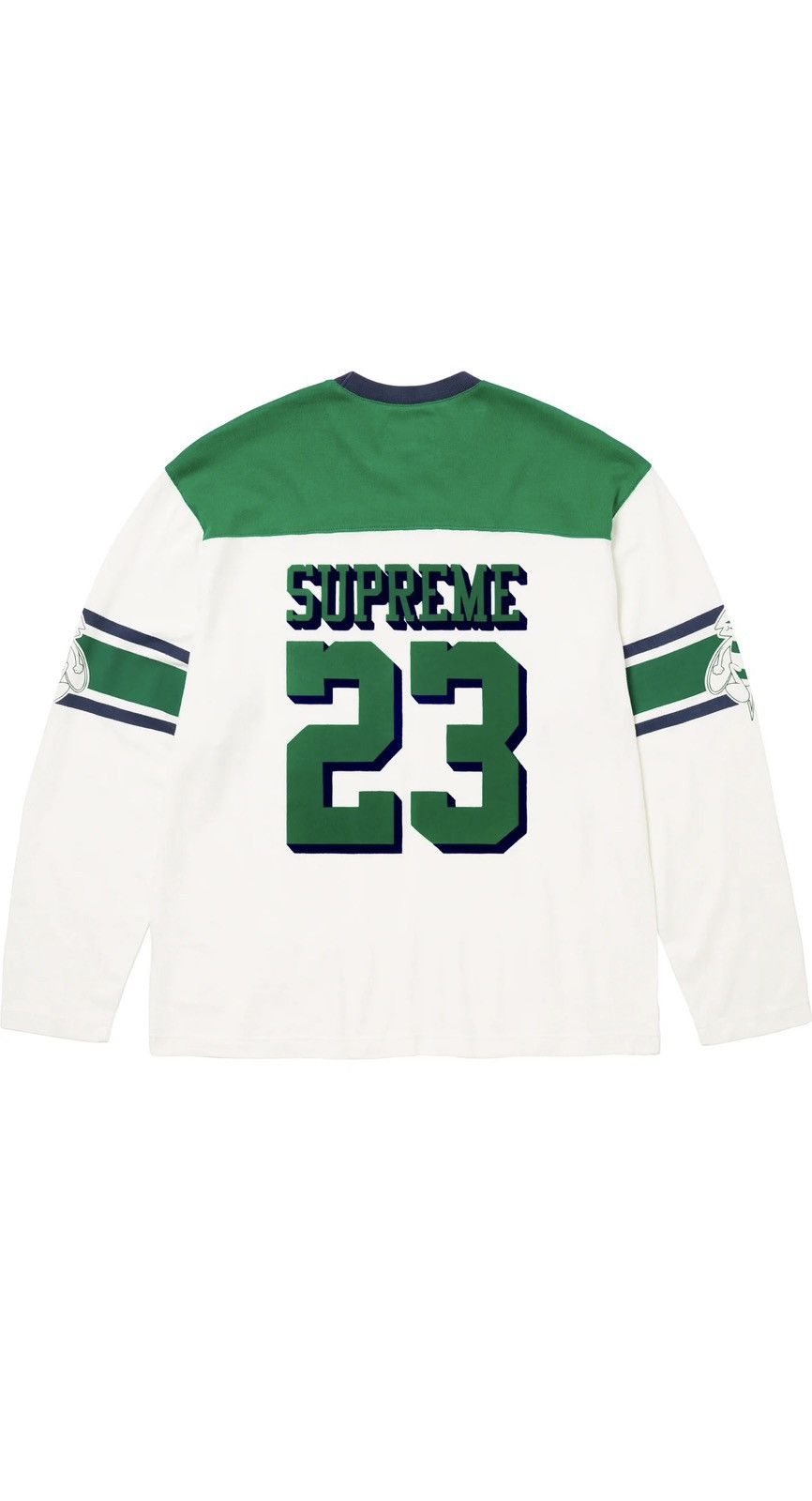 image of Supreme Bumblebee Longsleeve Football Jersey in White, Men's (Size XL)