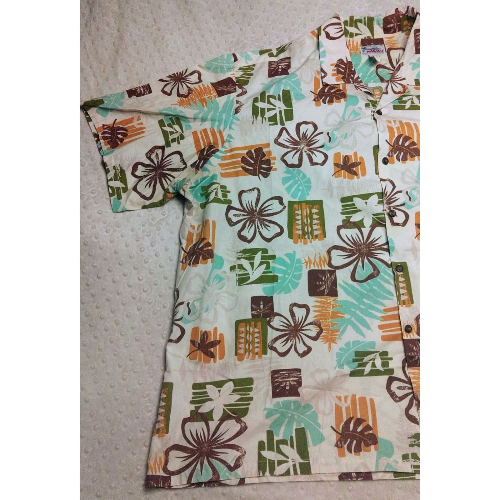 J Brand Hawaii Brand Hawaiian Shirt 3XL White Geometric Floral Pattern Vintage Casual Shirt Mens Size US XXL / EU 58 / 5 - 3 Thumbnail