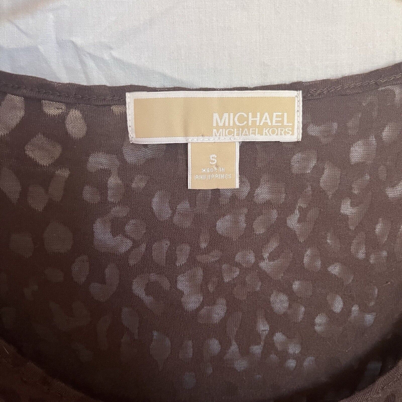 Michael Kors Sheer Cheetah Print Brown Long Sleeved Tshirt EUC Size S / US 4 / IT 40 - 3 Thumbnail