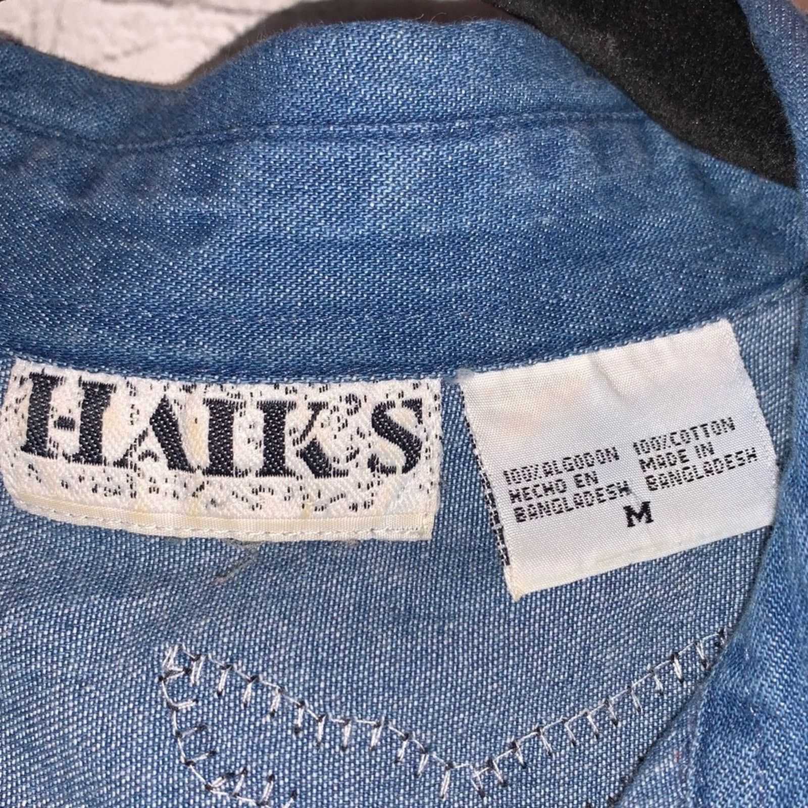Vintage Haiks Holiday Blue Denim Button Down Shirt Santa Moose Fish Size M / US 6-8 / IT 42-44 - 7 Thumbnail